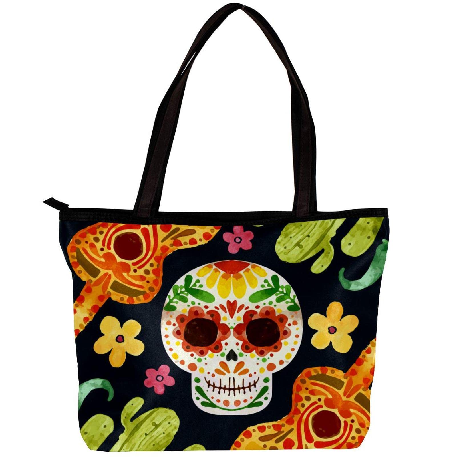 Floral Skulls Tote Bag for Women - Stylish Shoulder Handbag with Inner Pouch | Perfect for Work, Shopping & Travel Accessories