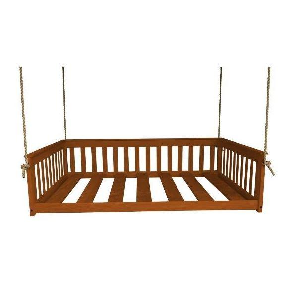 A&L Furniture Mission Style Hanging Daybed with Natural Rope - Perfect for Porch, Patio, Garden, and Backyard Relaxation
