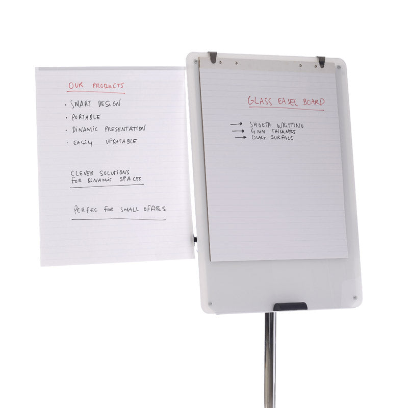 Heavy Duty Magnetic Glass Mobile Easel with Chrome 5-Star Base - Perfect for Art Studios, Classrooms & Home Decor Displays