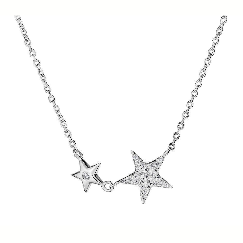 14KT Gold Diamond Star Necklace - 0.06 CTW Pavé & Bezel Setting - Perfect for Anniversary Gifts, Valentine's Day & Special Occasions