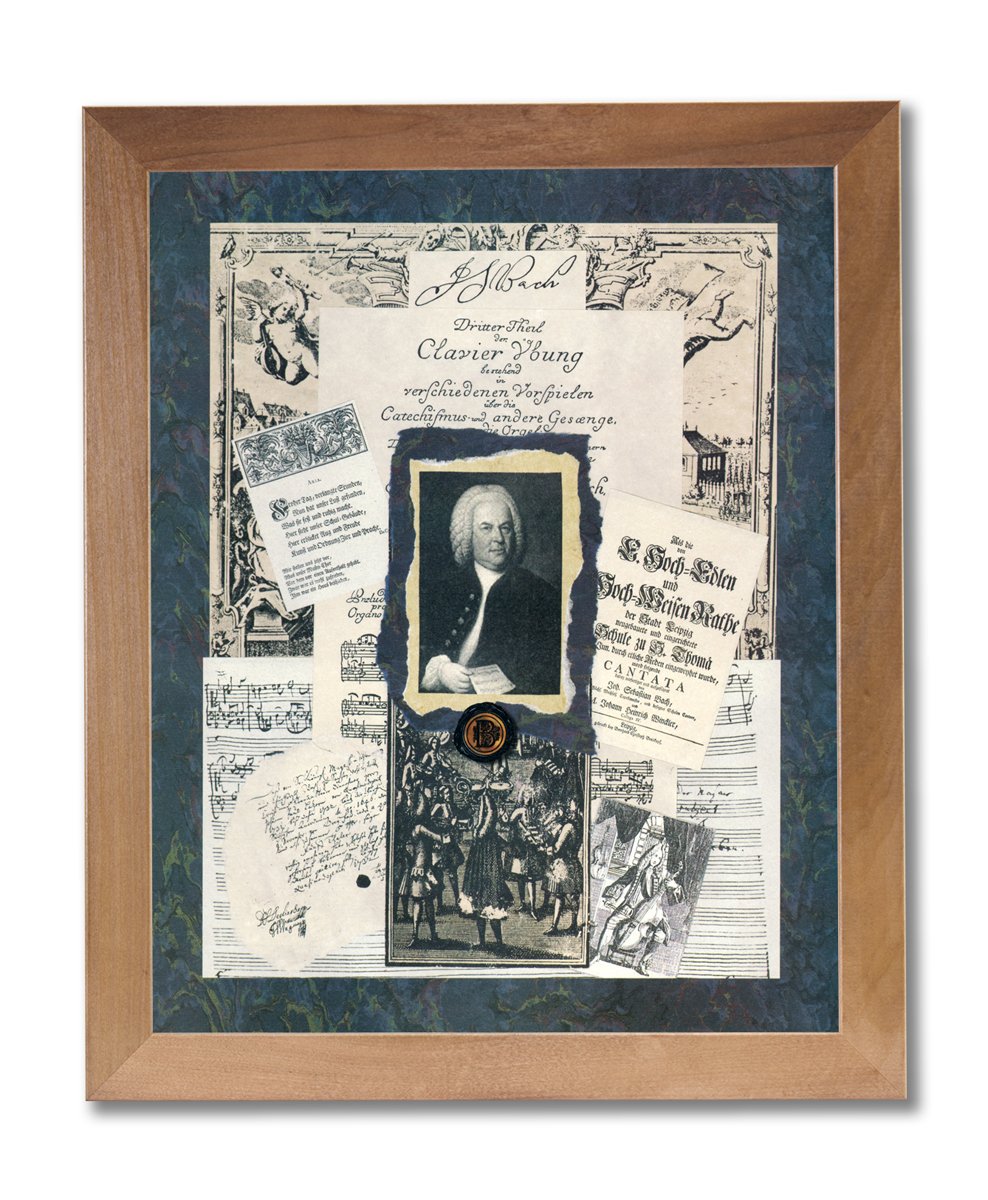 Bach Composer Sheet Music Wall Art - Framed Honey Print for Home & Office Decor | Vintage Music Lover Gift, Classical Piano Room Decor