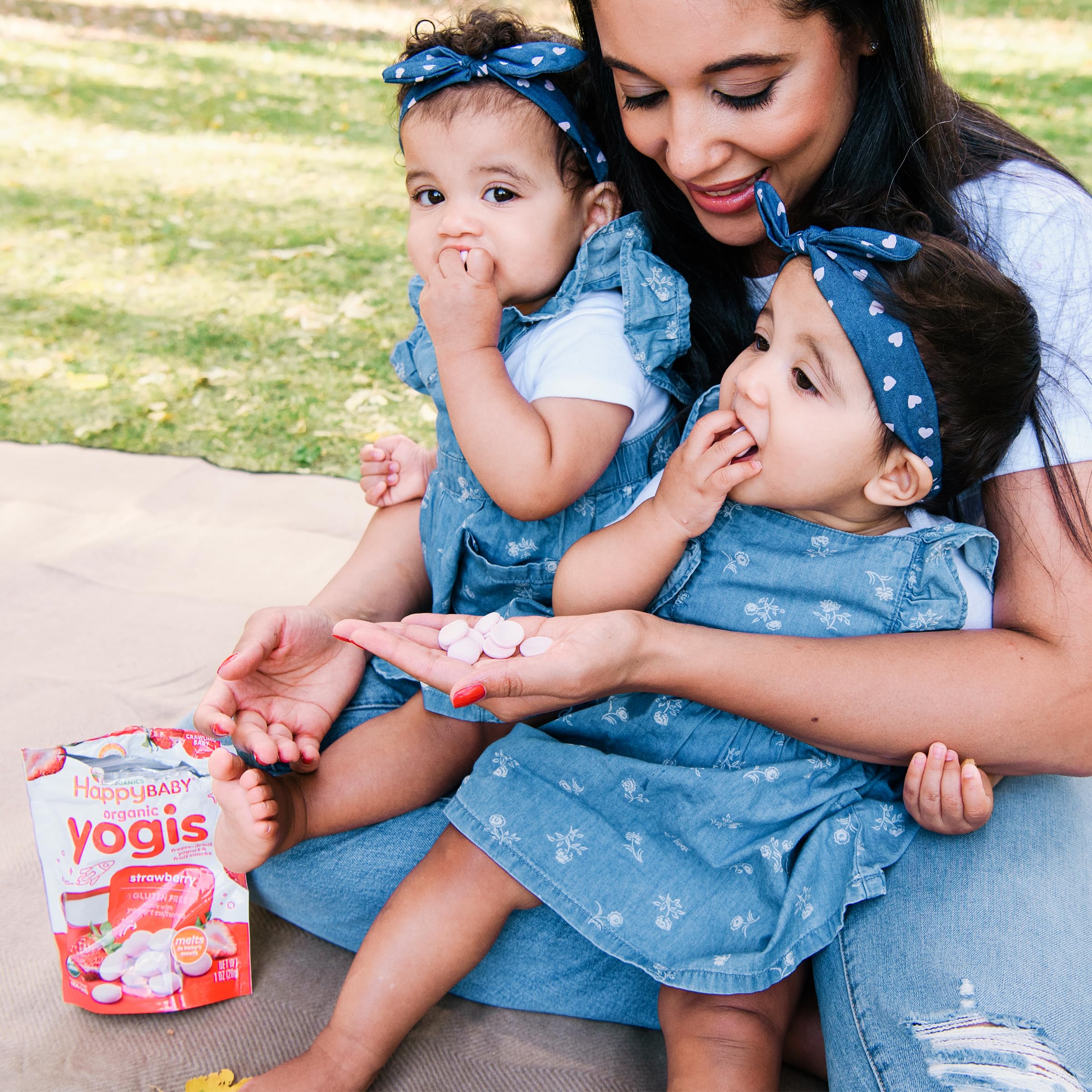 Happy Baby Organics Yogis Freeze-Dried Yogurt & Fruit Snacks - 3 Flavor Variety Pack (Strawberry, Banana & Mixed Berry), 1 Ounce (Pack of 3) | Healthy Toddler Snacks for On-the-Go, Lunch Box & Travel | USDA Organic, No Artificial Flavors
