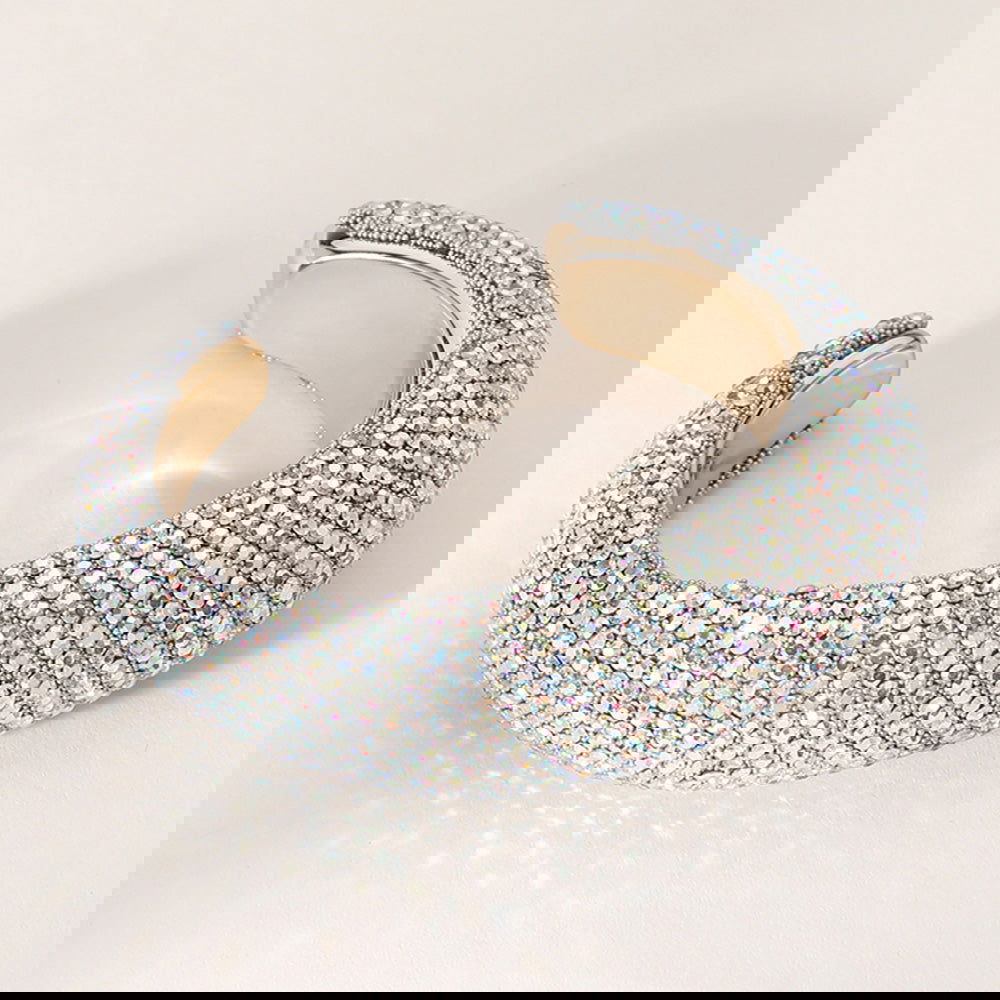 AB Bling Studded Cuff Bracelet - Fashion Rhinestone Bangle for Women | Perfect for Parties, Weddings & Evening Events