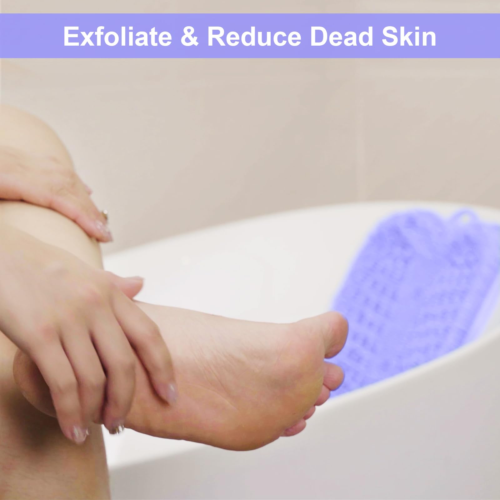 BESKAR Non-Slip Shower Foot Scrubber Mat - Exfoliating & Reflexology for Relaxing Feet Spa