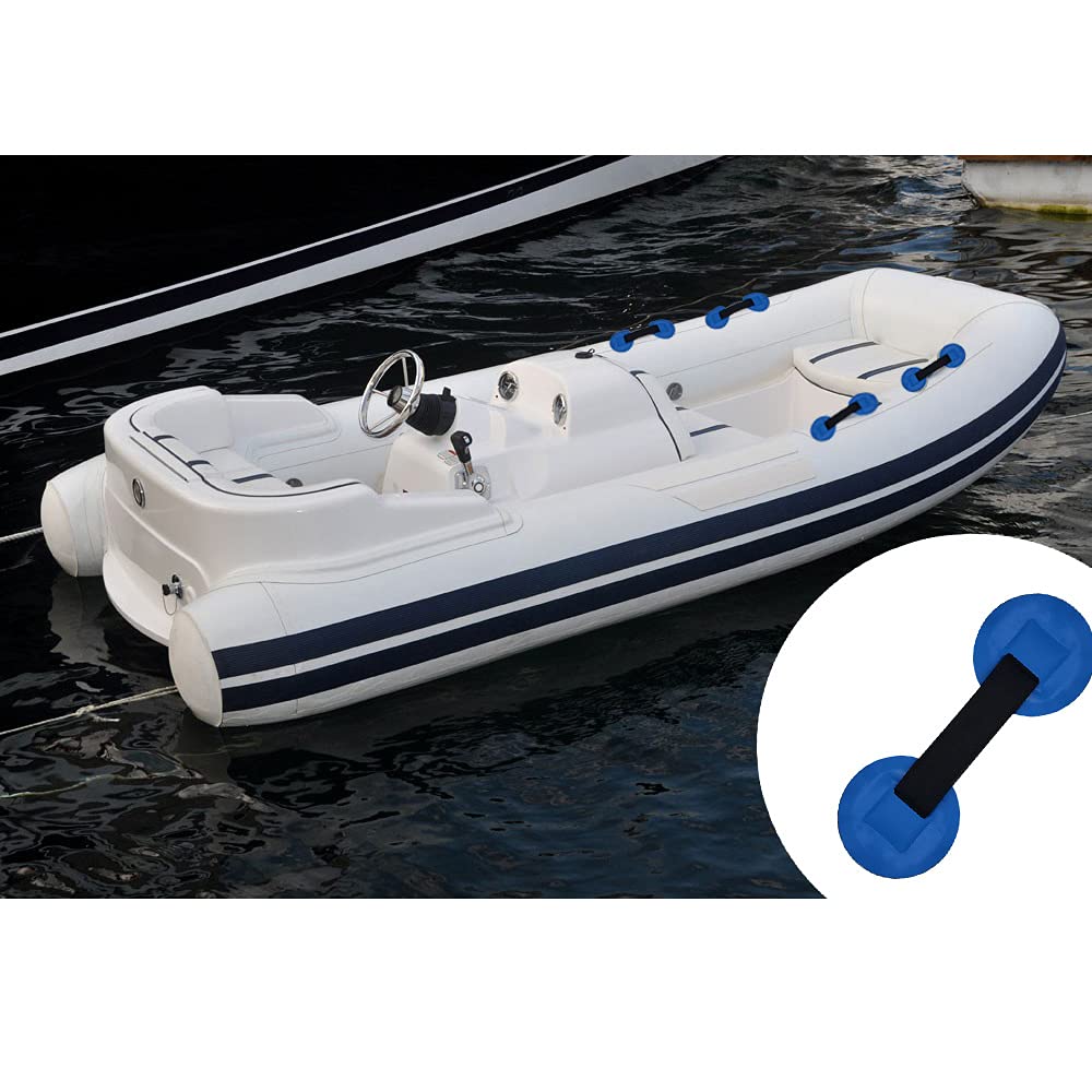 2PCS PVC Strap Armrest for Inflatable Boat, Raft, Dinghy, Kayak, Canoe, Surfboard, SUP, Paddle Board - Heavy Duty Grab Handle & Strap Patch (Blue) - Perfect for Water Sports, Fishing, and Outdoor Adventures