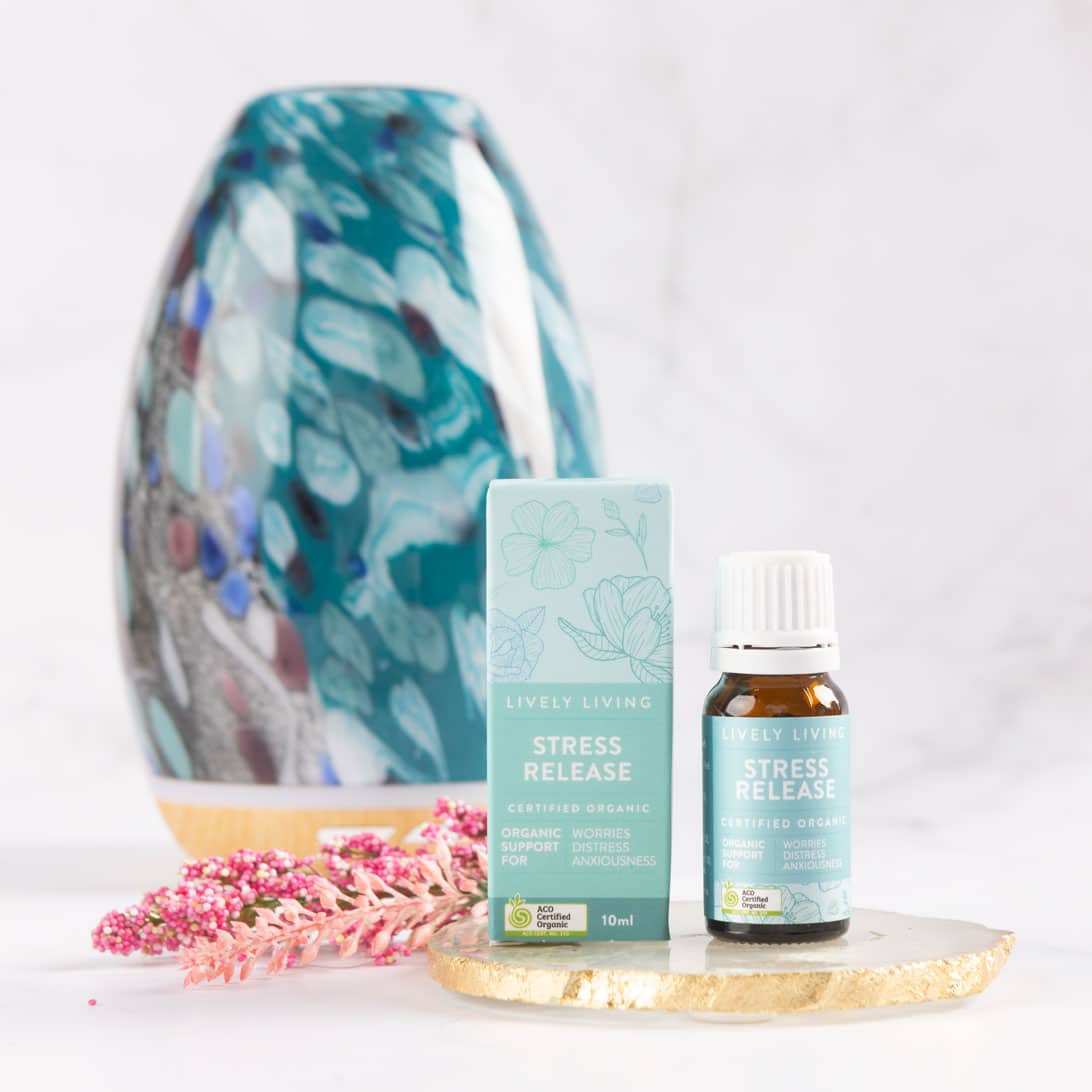 10ml Organic Stress Relief Essential Oil for Relaxation, Aromatherapy & Massage - Lavender, Peppermint & Eucalyptus Blend