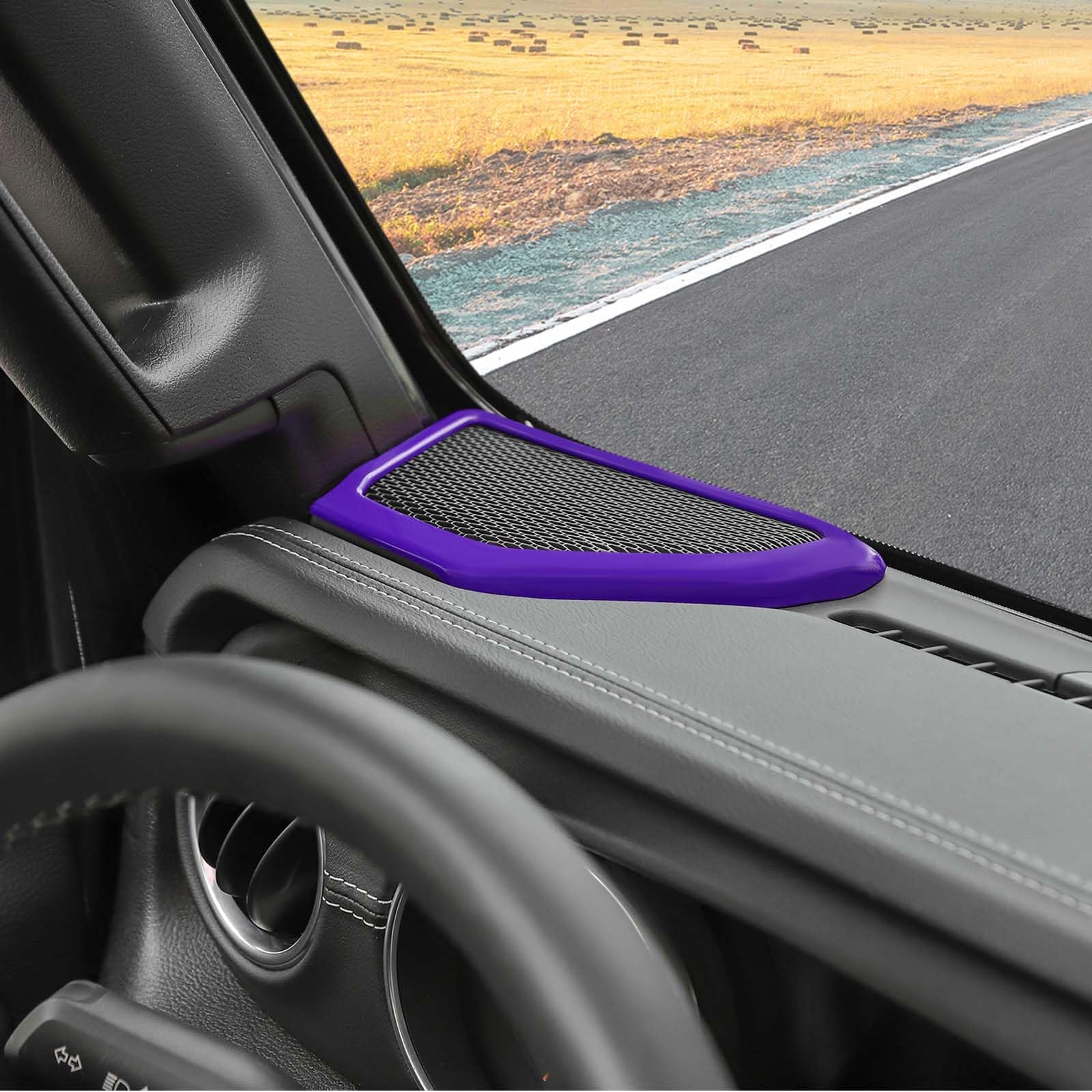 RT-TCZ A Pillar Speaker Trim Cover for Jeep Wrangler JL/JLU & Gladiator JT (2018-2024) - Purple Interior Accessories (2-Piece Set) | Perfect for Audio Upgrades & Custom Interior Styling