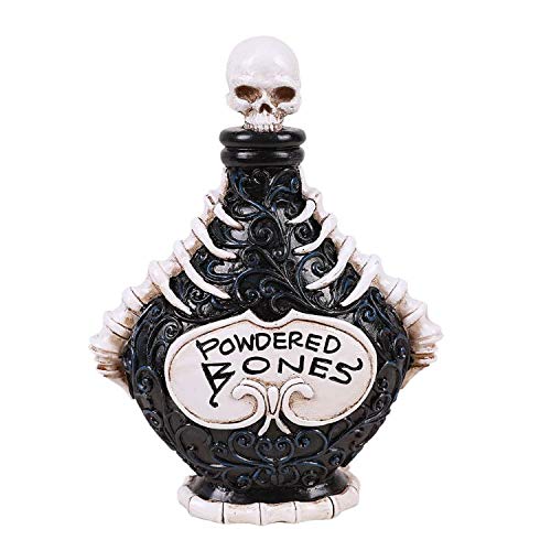 Mysticism Magic Skull Resin Bottle with Powdered Bones Design - Poison Themed Gothic Decor for Witchcraft, Altar & Halloween Display