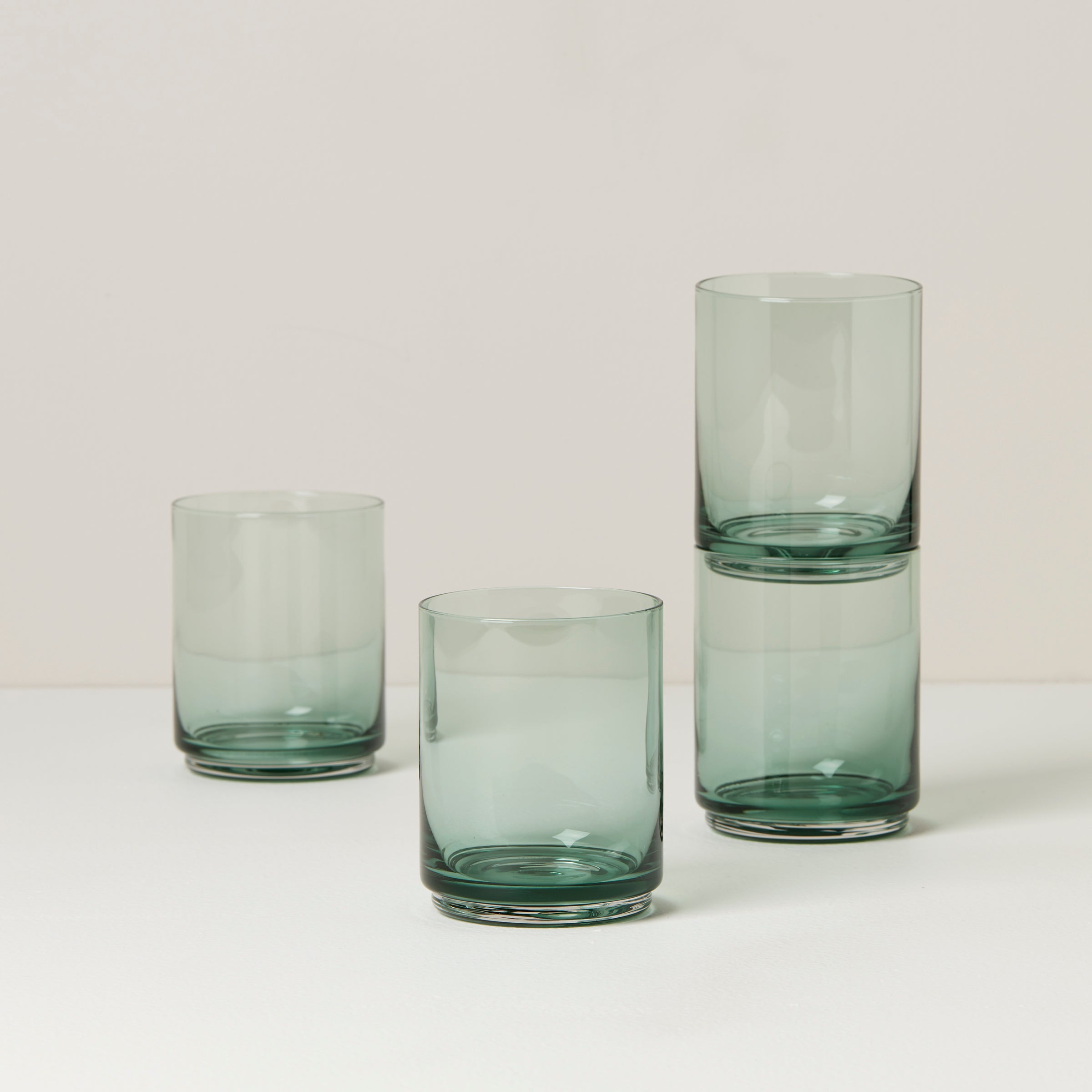 Premium Tuscany Classic Stackable Green Tall Glasses Set of 4 - Elegant Drinking Glasses for Wine, Cocktails & Iced Tea - Perfect for Dinner Parties, Home Bars & Italian-Themed Decor