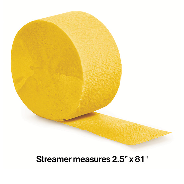 12-Pack Bulk School Bus Yellow Crepe Paper Streamers - 81 Feet Long for Party Decorations, Classroom Celebrations & Birthday Events