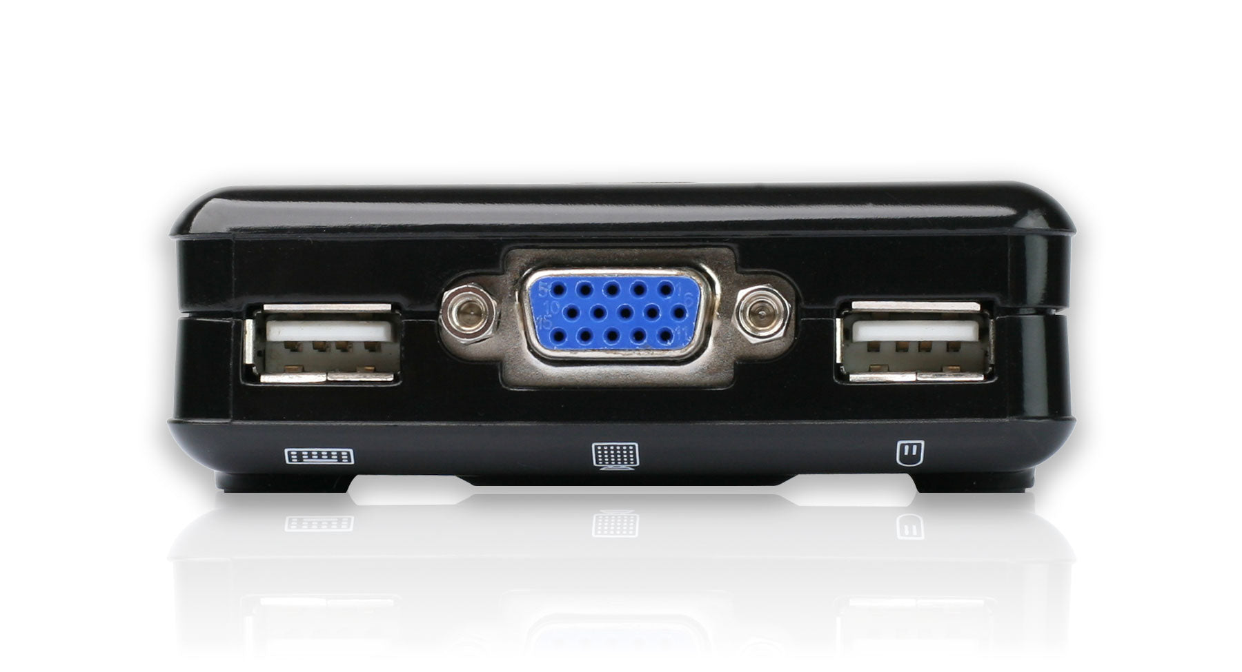 2-Port USB VGA KVM Switch with Built-in Cables - Compact Dual Monitor Keyboard Video Mouse Switcher for Home Office & Gaming Setup