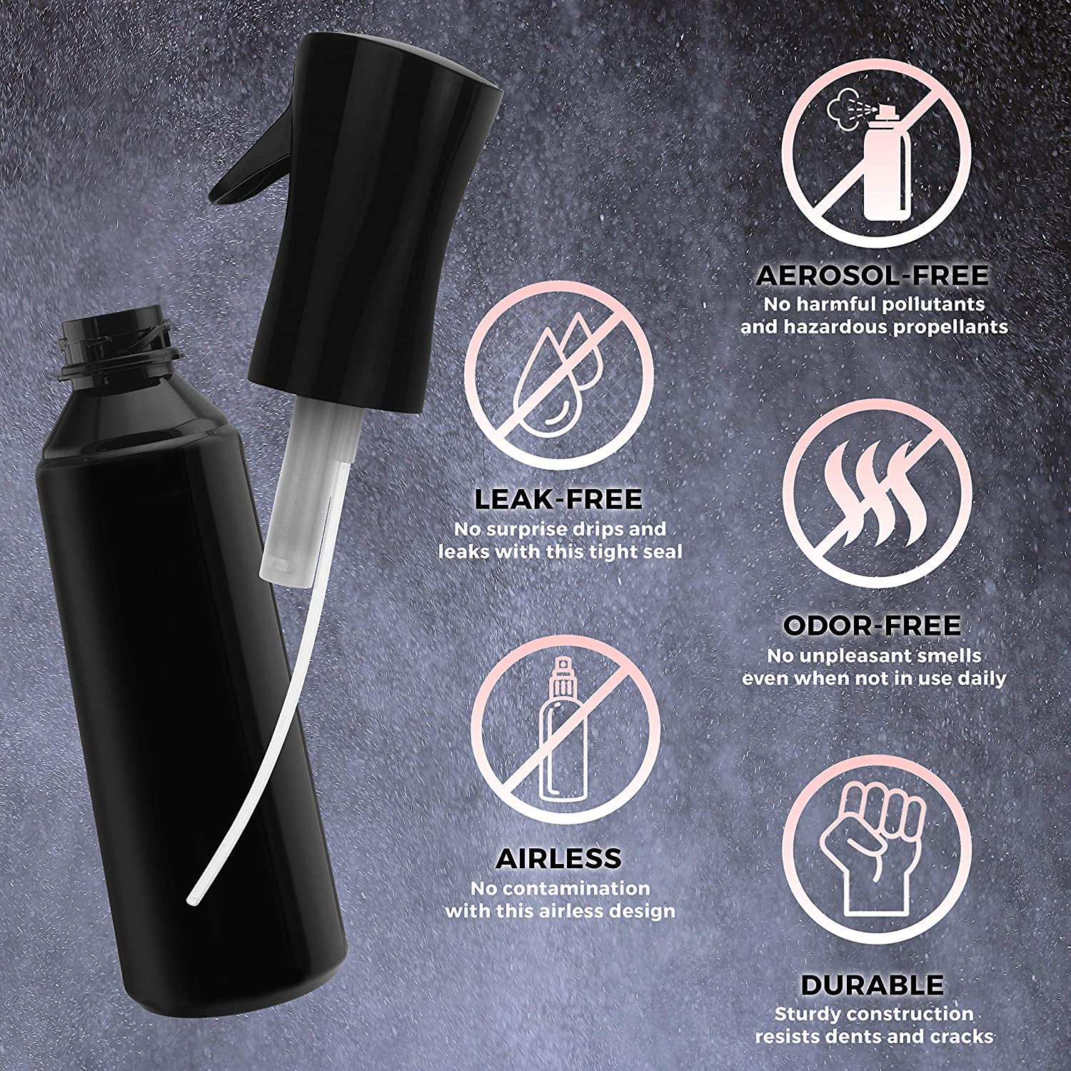 COLBEX 300ML Continuous Hair Plant Mister Spray Bottle - Fine Mist Empty Small Spray Bottle for Water, Alcohol & Cleaning Solutions - Perfect for Curly Hair Styling Products, Plant Care & Barber Accessories - Ideal for Salon, Home & Travel Use