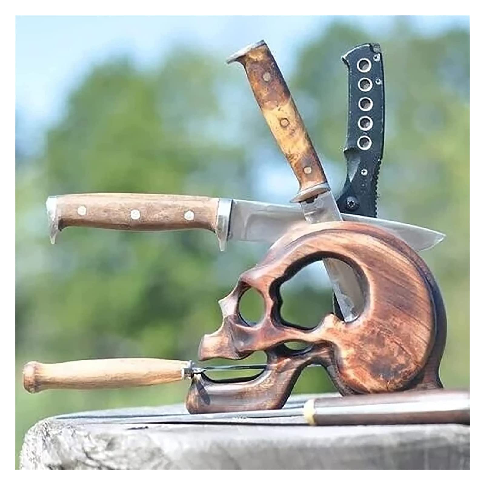 Creepy Skull Knife Holder - Unique Kitchen Knife Storage Rack Organizer for Home Decor | Perfect for Halloween, Gothic Kitchen Themes & Horror Enthusiasts
