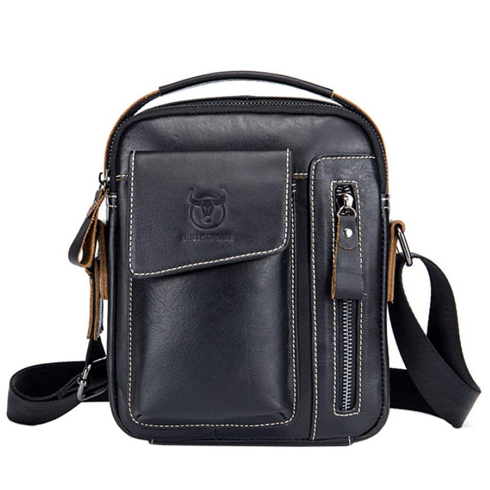 Hebetag Genuine Leather Small Crossbody Shoulder Bag for Men - Lightweight & Durable for Outdoor Travel, Business, and Everyday Use