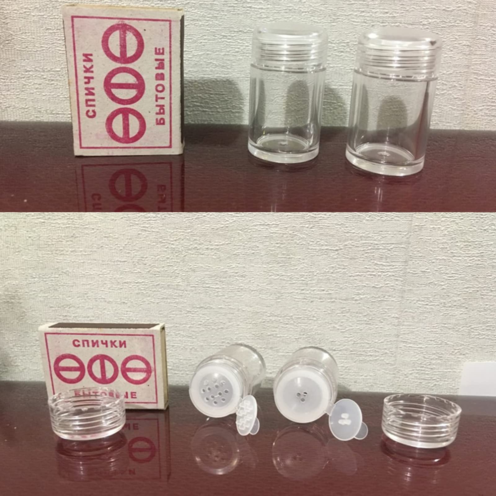 6-Pack 10ml Clear Empty Cosmetic Powder Jars - Refillable Travel Containers for Loose Powder, Glitter & Eyeshadow | Perfect for Makeup Artists & Travelers