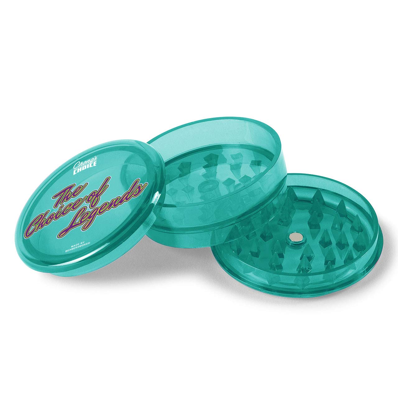 Chong's Choice 3-Piece 63mm Acrylic Herb Grinder - Transparent Green with Free Beamer Smoke Sticker | Perfect for Grinding Herbs, Spices & Tobacco | Kitchen, Travel & Outdoor Use