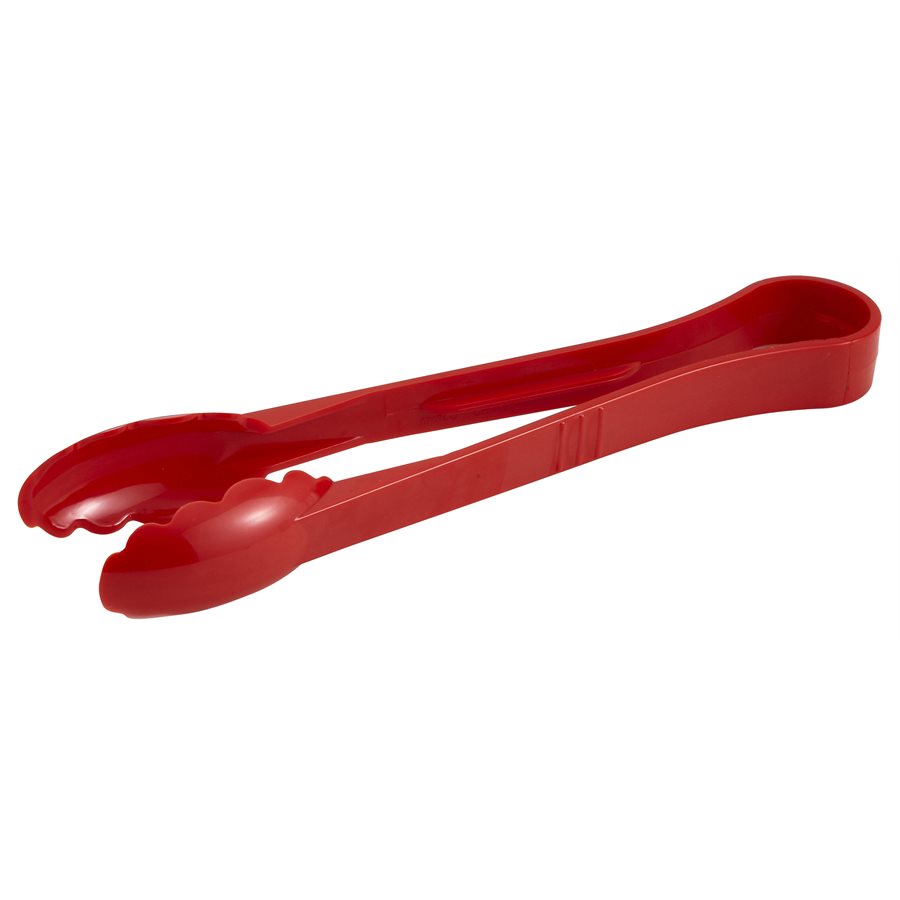 Winco 12-Inch Stainless Steel Serving Tongs - Red Kitchen Utensils for BBQ, Buffet, Salad, and Catering Events
