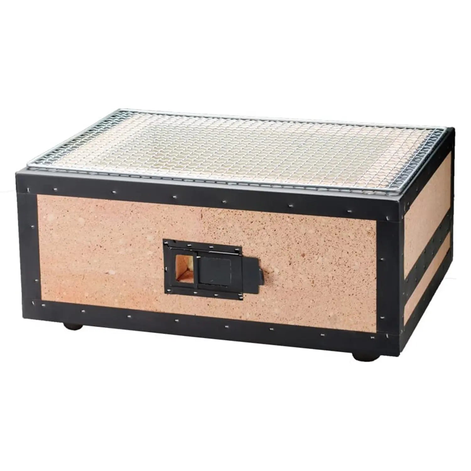 Premium Kaginushi Charcoal BBQ Konro Grill - Medium Size with Durable Mesh Net for Outdoor Cooking, Backyard Grilling & Japanese Yakiniku | Perfect for Patio, Camping & Picnics