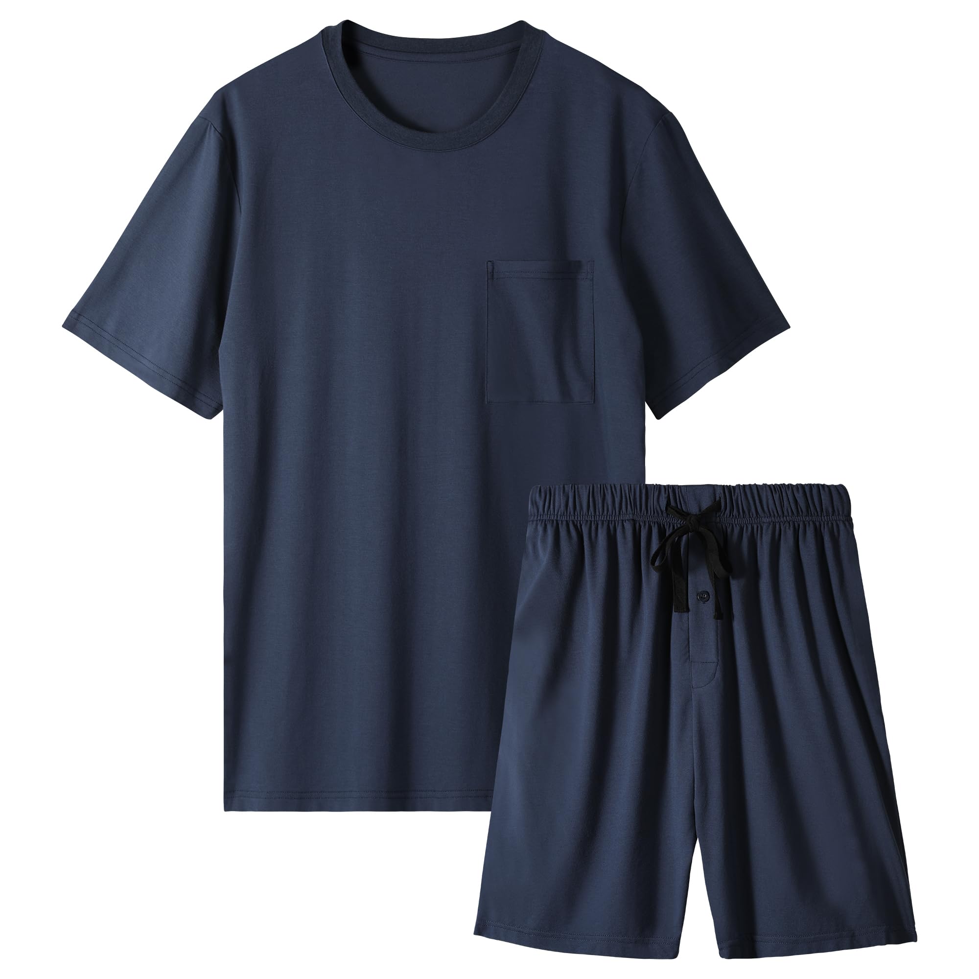 BAMBOO COOL Men's 2-Piece Pajama Set - Soft & Breathable Short Sleeve Sleepwear with Pockets | Lounge & Sleep Comfort for Summer Nights