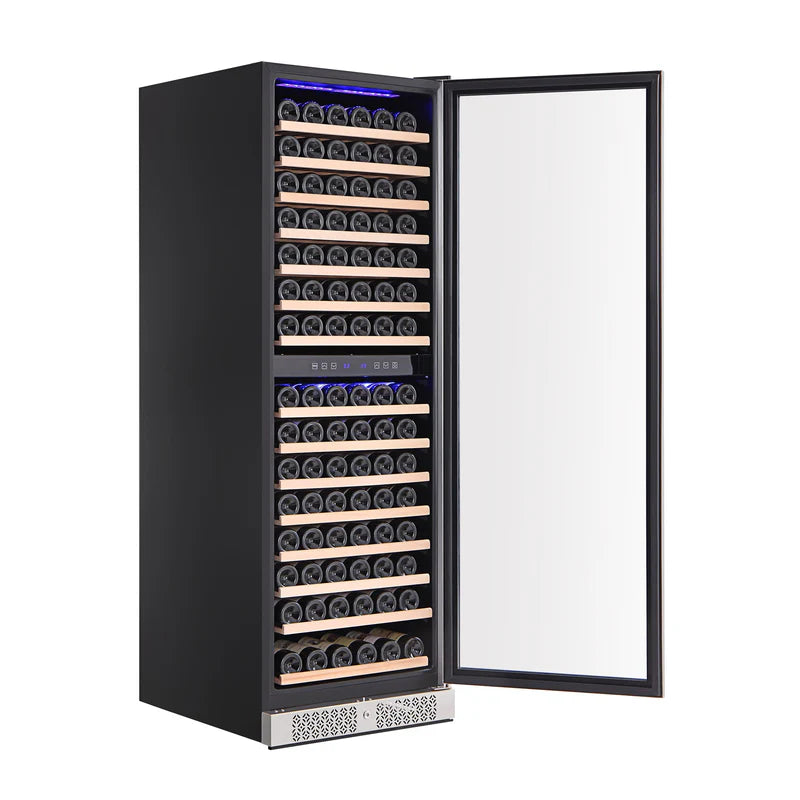Empava 24 Inch Dual Zone Wine Cooler - 14.2 cu.ft Capacity, Holds 160 Bottles, Stainless Steel Design - Perfect for Home Bars, Restaurants, and Wine Cellars