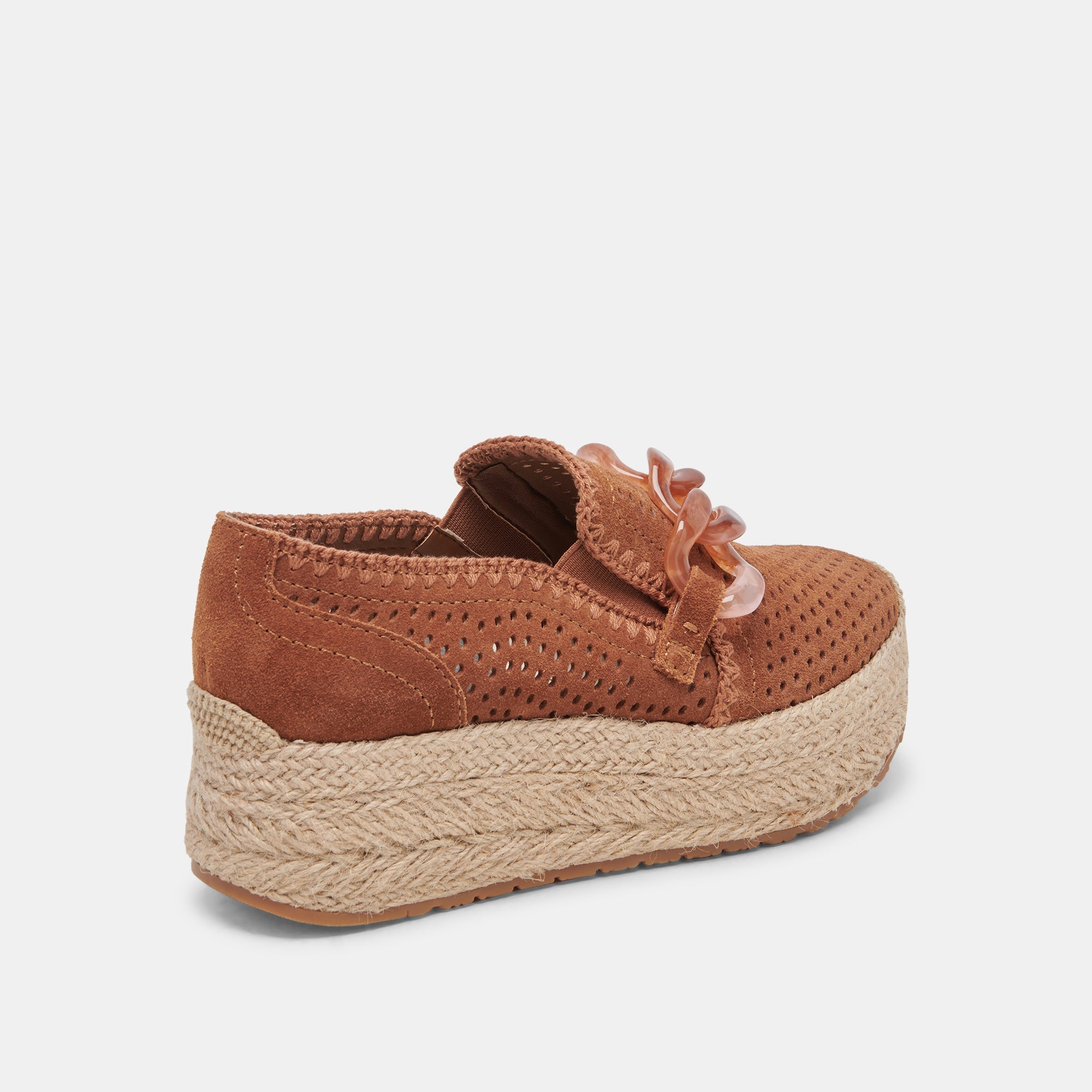 JHENEE Women's Espadrille Sneakers in Pecan - Perforated Suede Comfort Shoes for Casual Wear & Summer Outfits