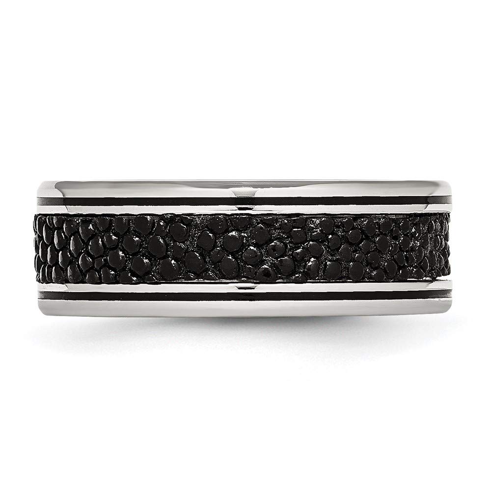 8mm Stainless Steel Stingray Textured Ring for Women - Hypoallergenic Durable Jewelry Gift for Her - Perfect for Everyday Wear, Date Nights & Special Occasions
