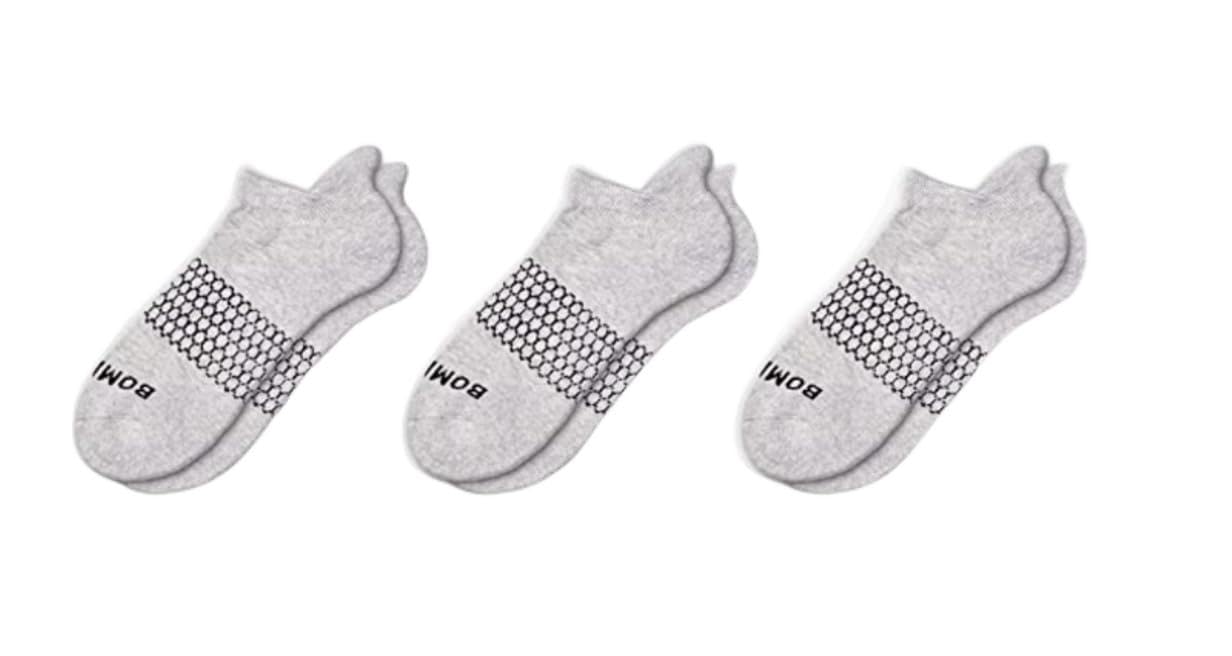Bombas Men's Comfortable Cushioned Socks 6-Pack - Large Size, Grey - Perfect for Running, Hiking & Everyday Wear