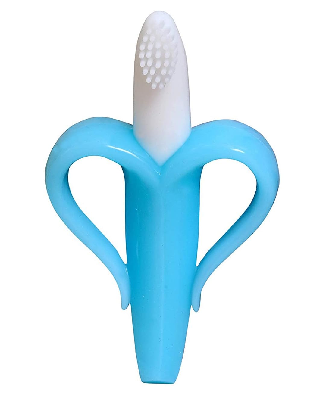 Joy Buzz Banana Shape Baby Brush & Fruit Teether Set - Soft Silicone Teething Toy for Infants | BPA-Free, Non-Toxic & Easy to Clean | Perfect for Soothing Sore Gums & Oral Development (Blue & Blue) | Ideal for Home, Travel & Daycare Use