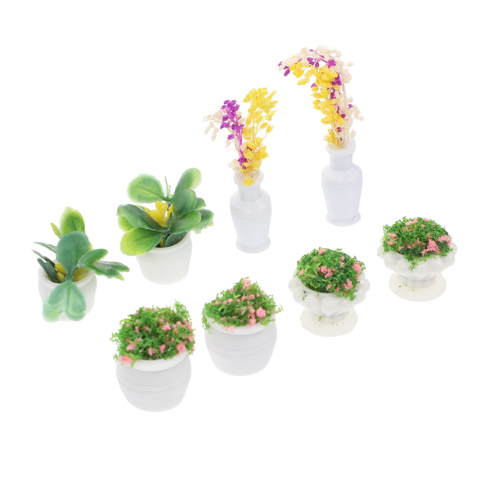8pcs Mini Fake Bonsai Plants in Pots - Tiny Greenery Decor for Dollhouse, Fairy Garden & Micro Landscape - Realistic Mini Potted Plants for Home Office Desk Decor