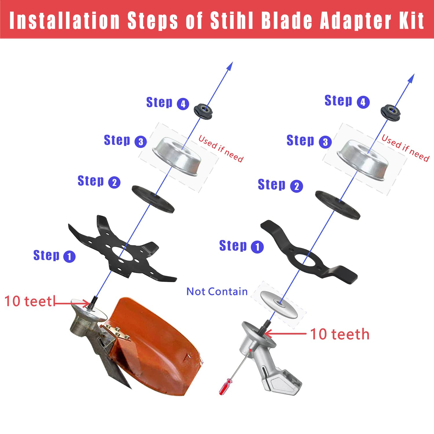**Multifunctional Weed Trimmer Blades & Head Set - 2 Pack Replacement Cutter with Adapter Kits for Lawn Mower, Grass Trimmer & Gardening Tools | Perfect for Lawn Care, Yard Maintenance & Landscaping**