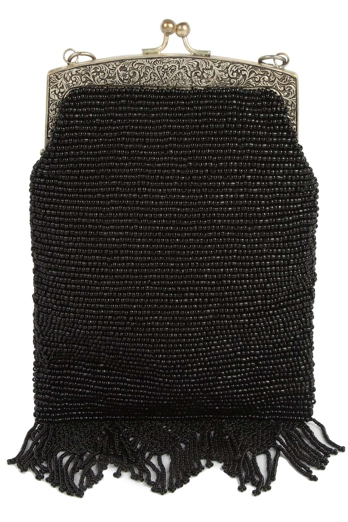 Elegant Bella Black Beaded Brass Frame Bridal Handbag for Weddings - Perfect for Brides, Bridesmaids, and Formal Events