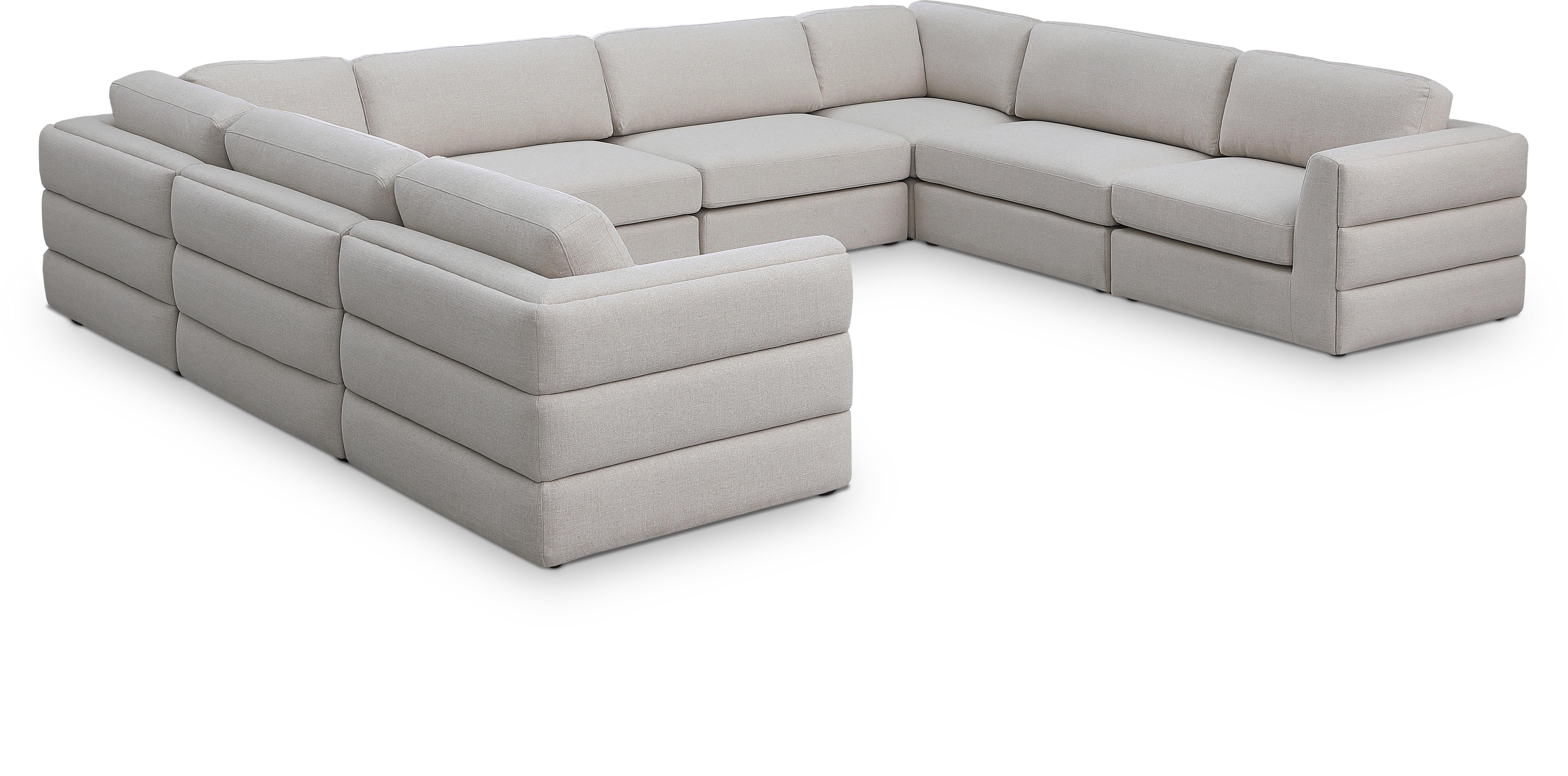 Beckham Durable Linen Textured Fabric Modular Sectional Sofa - Modern Living Room Furniture for Small Spaces & Apartments