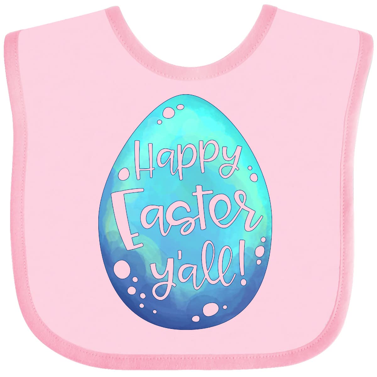 Inktastic Happy Easter Y'all with Blue Easter Egg Baby Bib - Adorable Easter Outfit for Babies - Perfect for Easter Photos, Family Gatherings & Spring Celebrations