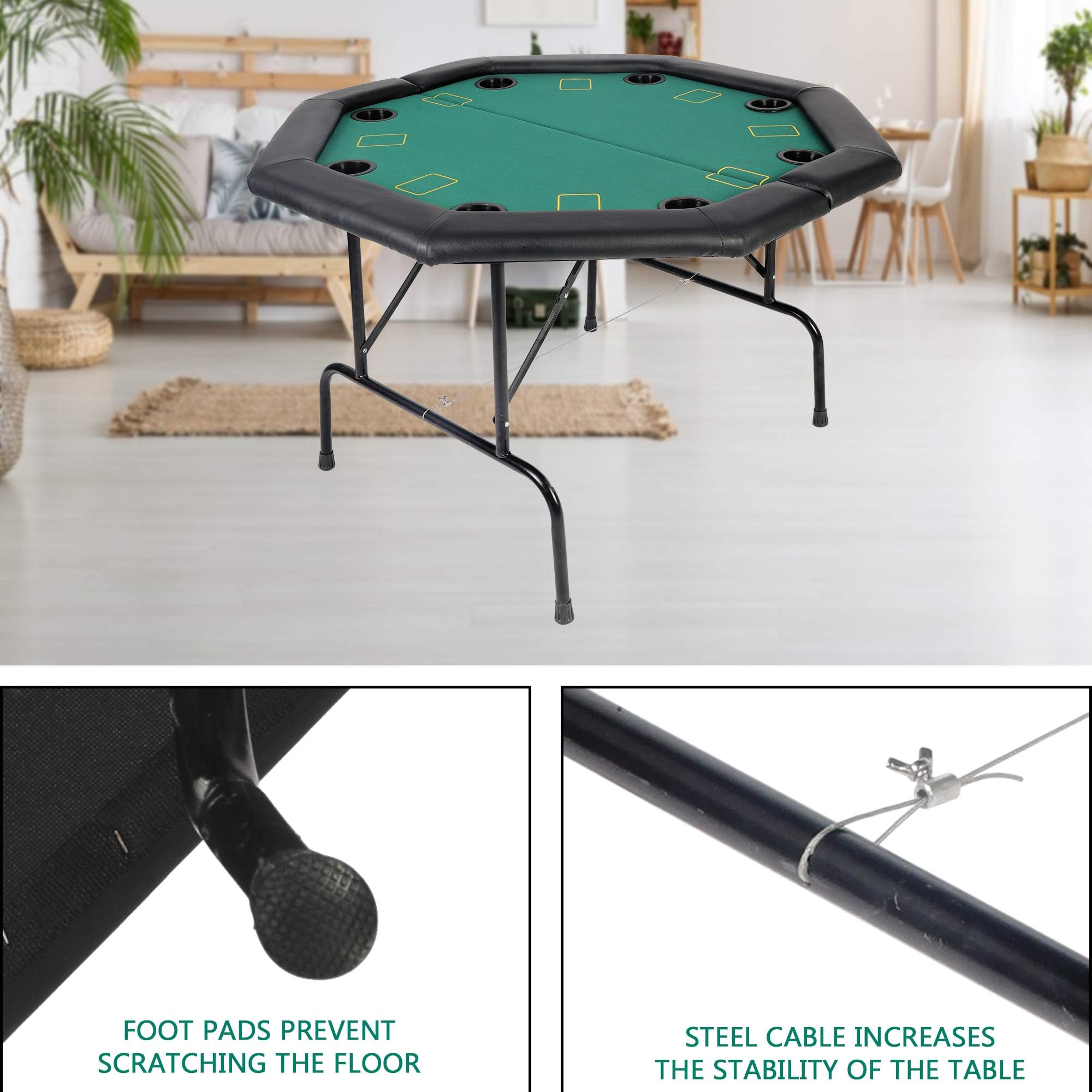 Premium 8-Player Folding Poker Table for Casino Games - Perfect for Home Poker Nights, Game Rooms & Casino-Themed Parties