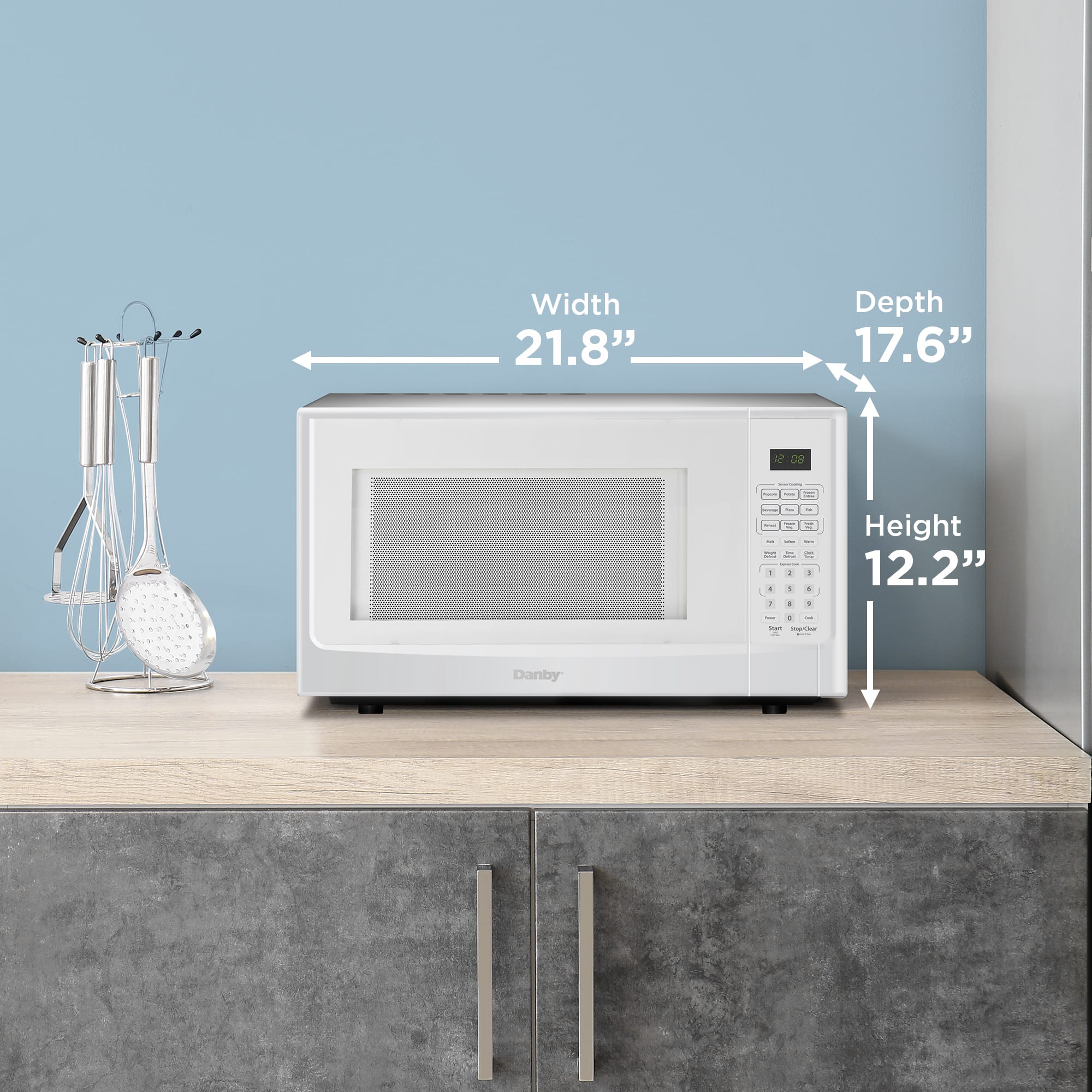 Danby DDMW01440WG1 1.4 cu ft White Compact Microwave Oven with Sensor Cooking - Perfect for Small Kitchens, Dorms & Office Spaces