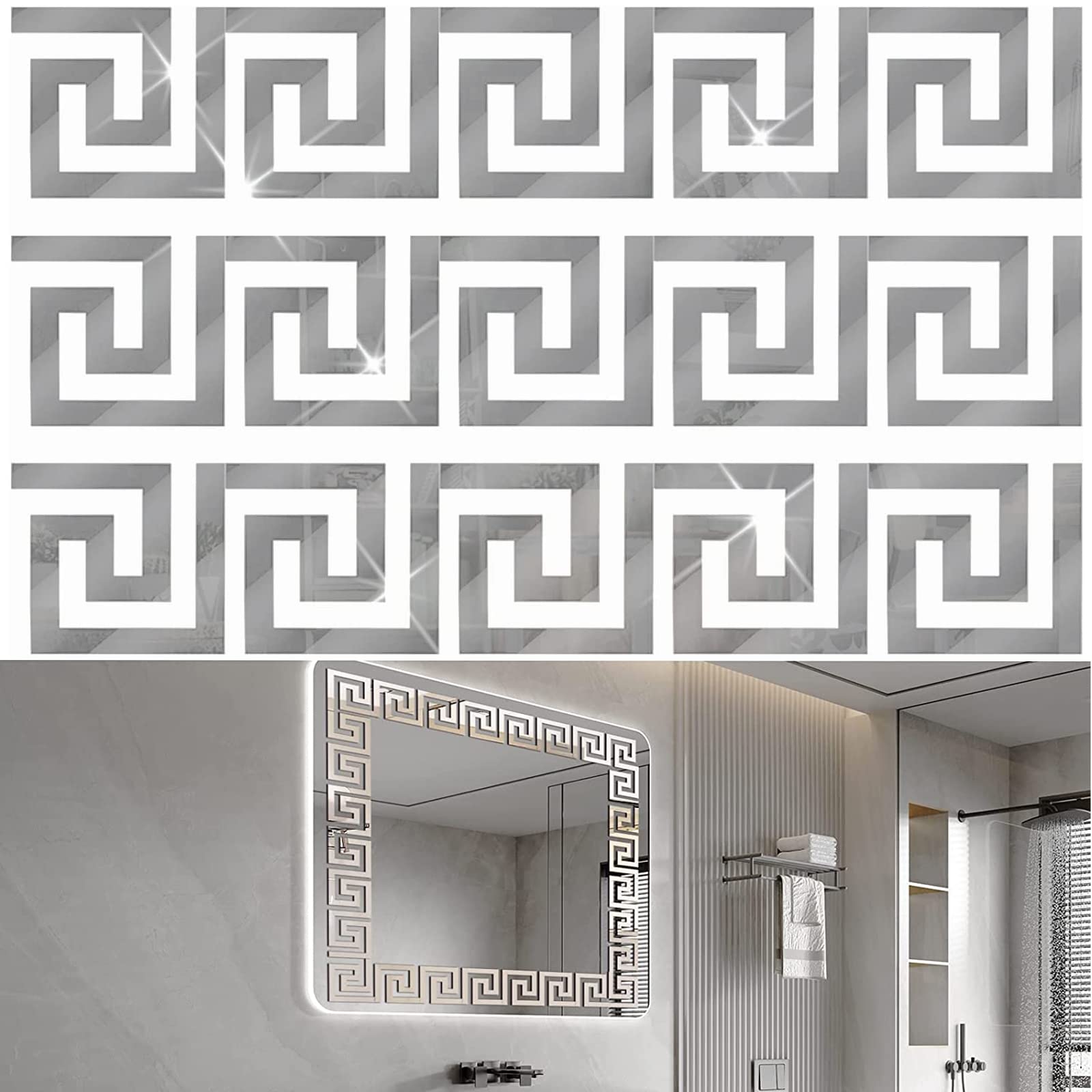 100-Piece Removable Acrylic Mirror Tiles - Self-Adhesive Wall Stickers for Home Decor - Silver Reflective Decals for Living Room, Bedroom & Bathroom - Perfect for DIY Wall Art, Home Aesthetics & Interior Design Projects