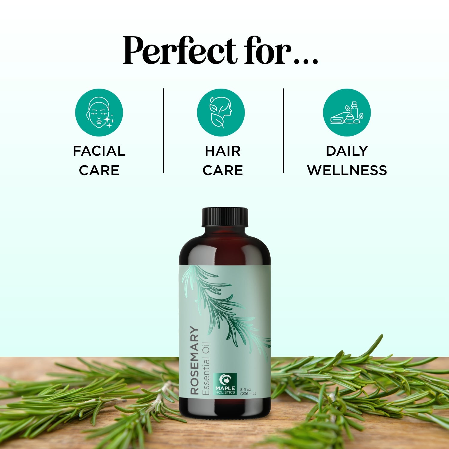 Pure Rosemary Essential Oil for Hair Growth & Stress Relief - 100% Natural Aromatherapy Oil for Diffusers, Massage & Skincare