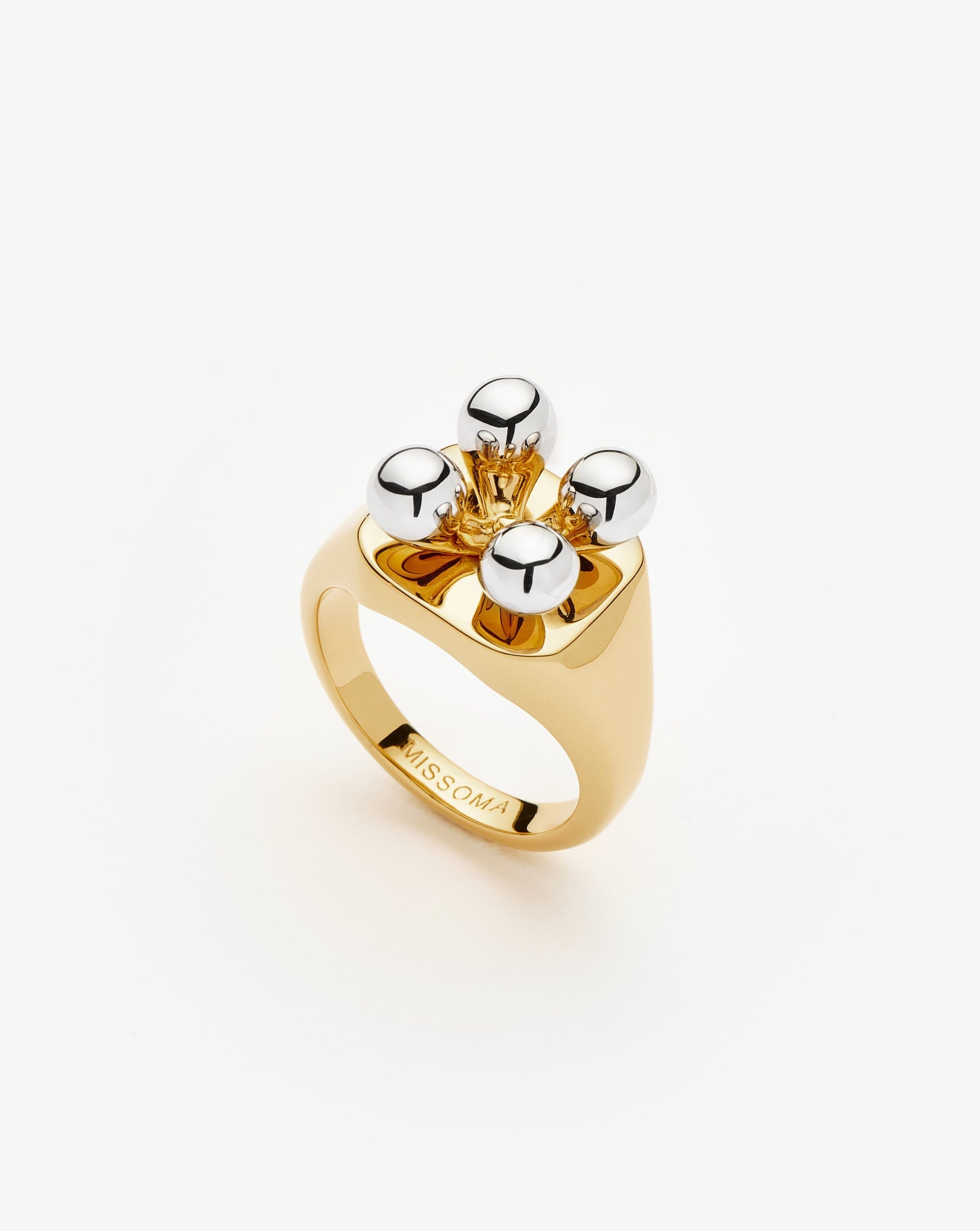 Kinetic Atom Spinning Signet Ring for Men & Women - Unique Mixed Metal Jewelry with Rotating Design - Perfect for Gifts, Weddings & Everyday Wear