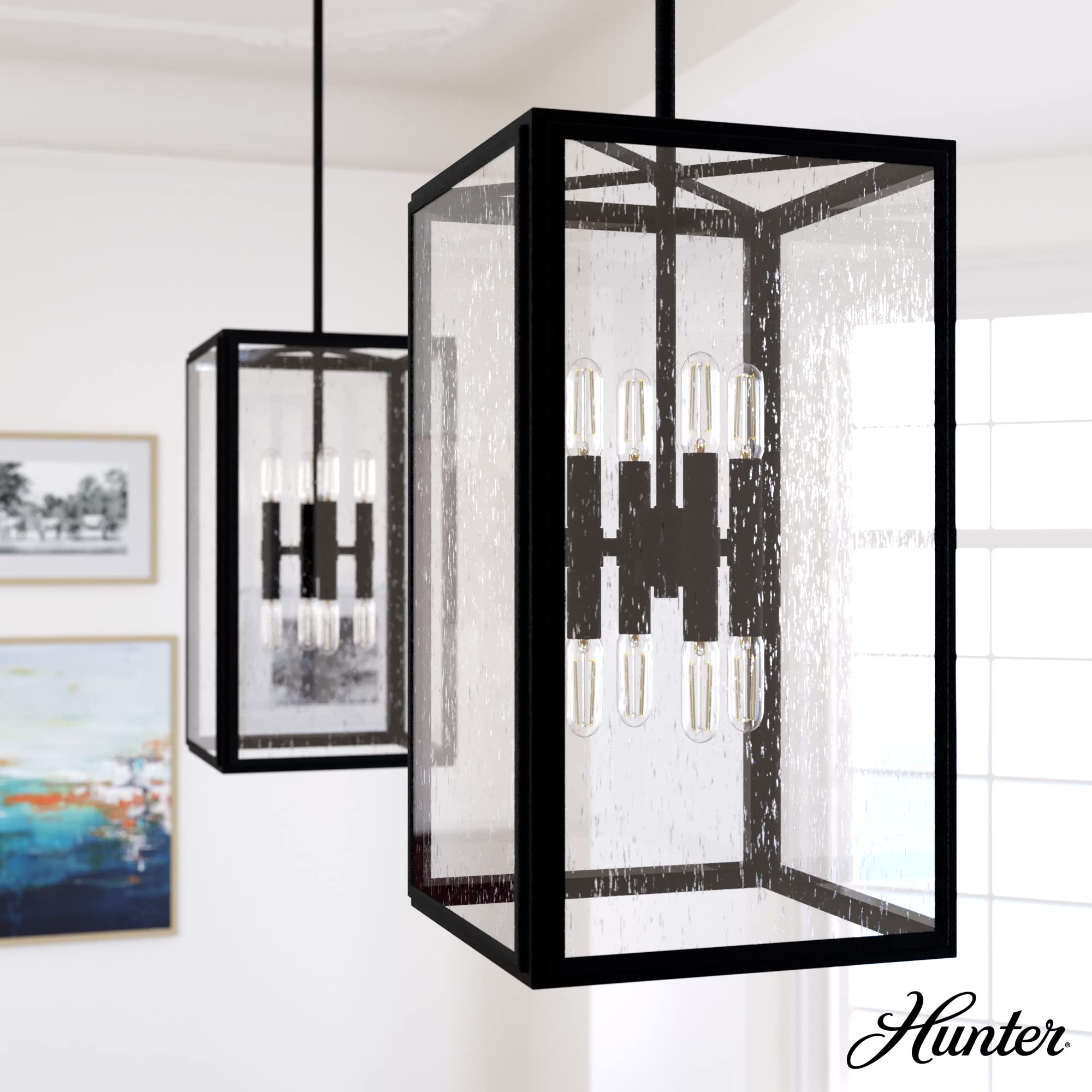 Hunter Fan Company 19263 Felippe Pendant Light - Natural Iron Finish, Modern Farmhouse Ceiling Light Fixture for Kitchen, Dining Room & Entryway