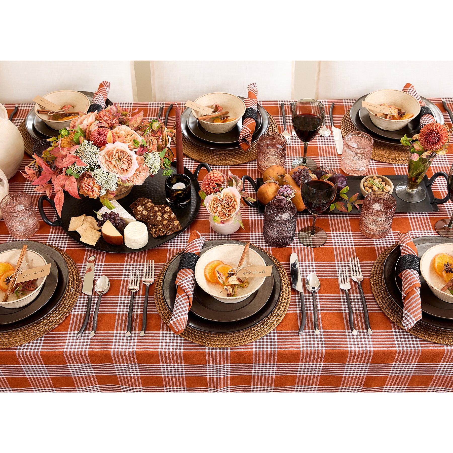 Glen Check Square Placemats Set of 4 - Premium Cotton Table Mats for Dining, Kitchen, and Party Decor - Perfect for Thanksgiving, Christmas, and Everyday Use