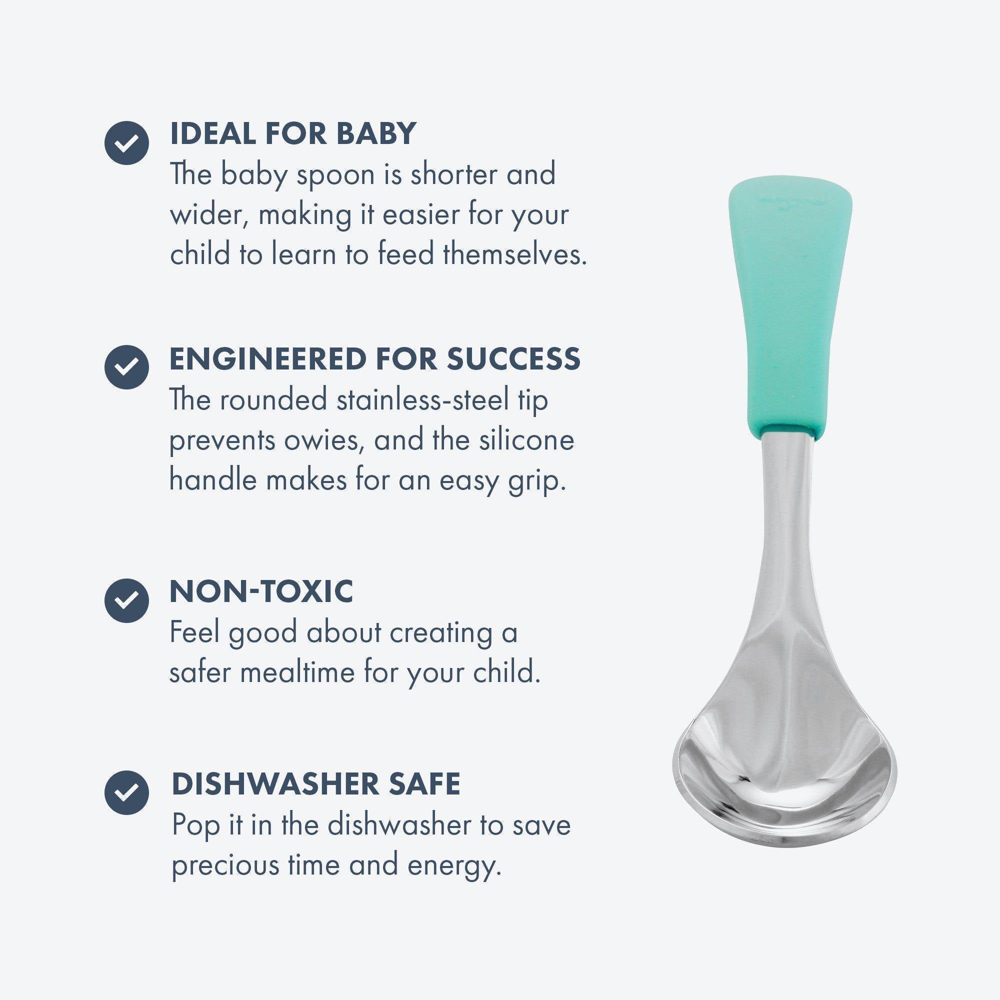Avanchy Stainless Steel Baby Spoons - BPA-Free, Eco-Friendly Infant Feeding Utensils (Pack of 2, Pink) for Weaning, First Foods & Toddler Meals