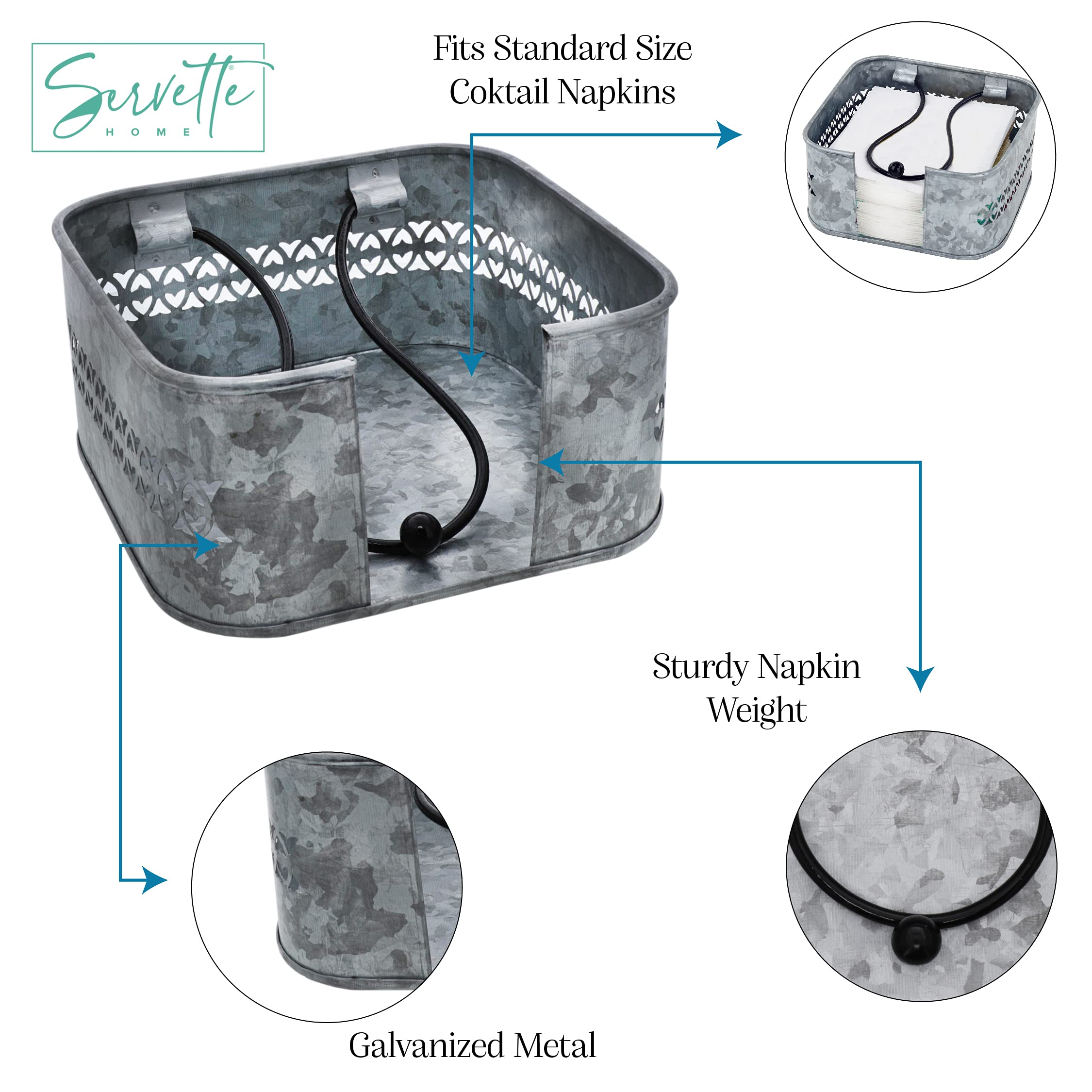 Stainless Steel Napkin Holder for Cocktail Napkins - Rustproof & Durable Kitchen & Dining Table Decor - Perfect for Parties, Restaurants, and Home Use