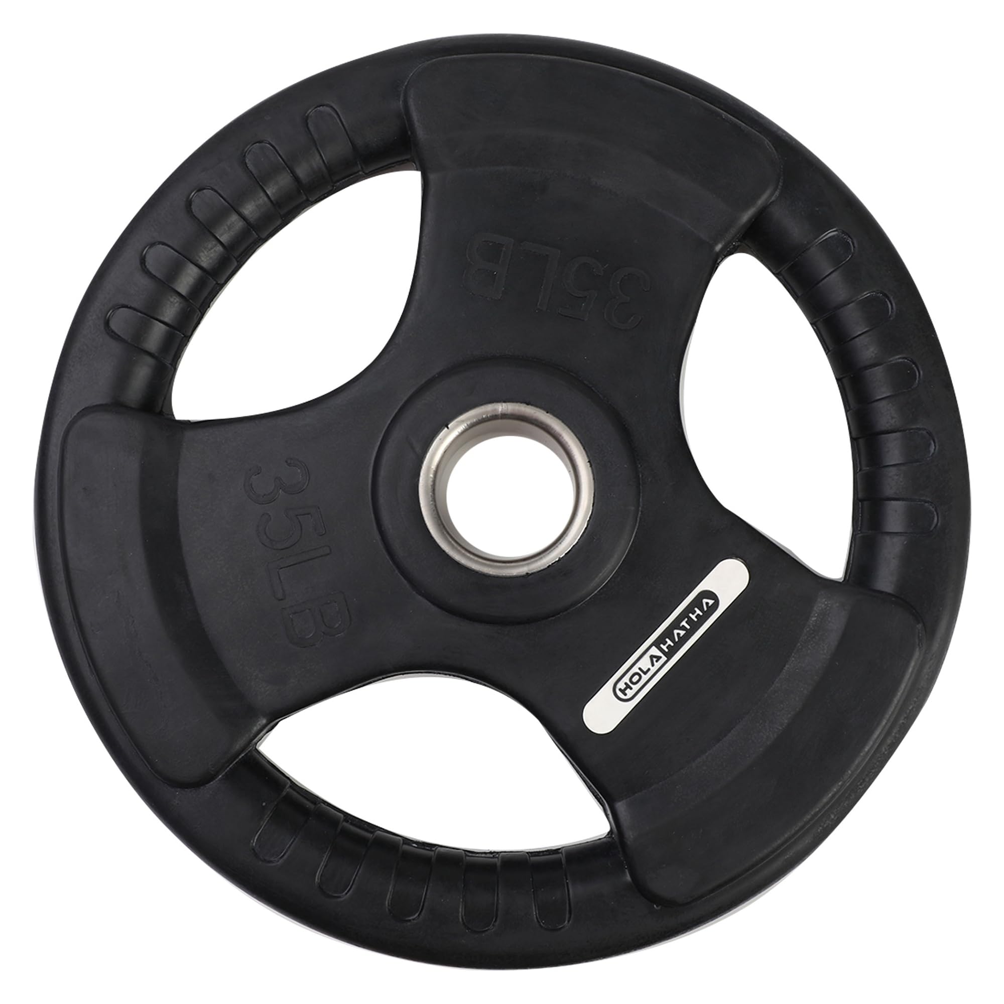 HolaHatha Olympic Rubber Coated Weight Plates with Tri-Grip Handle - 2.5LB to 45LB Gym Weights for Strength Training, CrossFit & Home Workouts - Durable Fitness Equipment for Full Body Exercise & Muscle Building