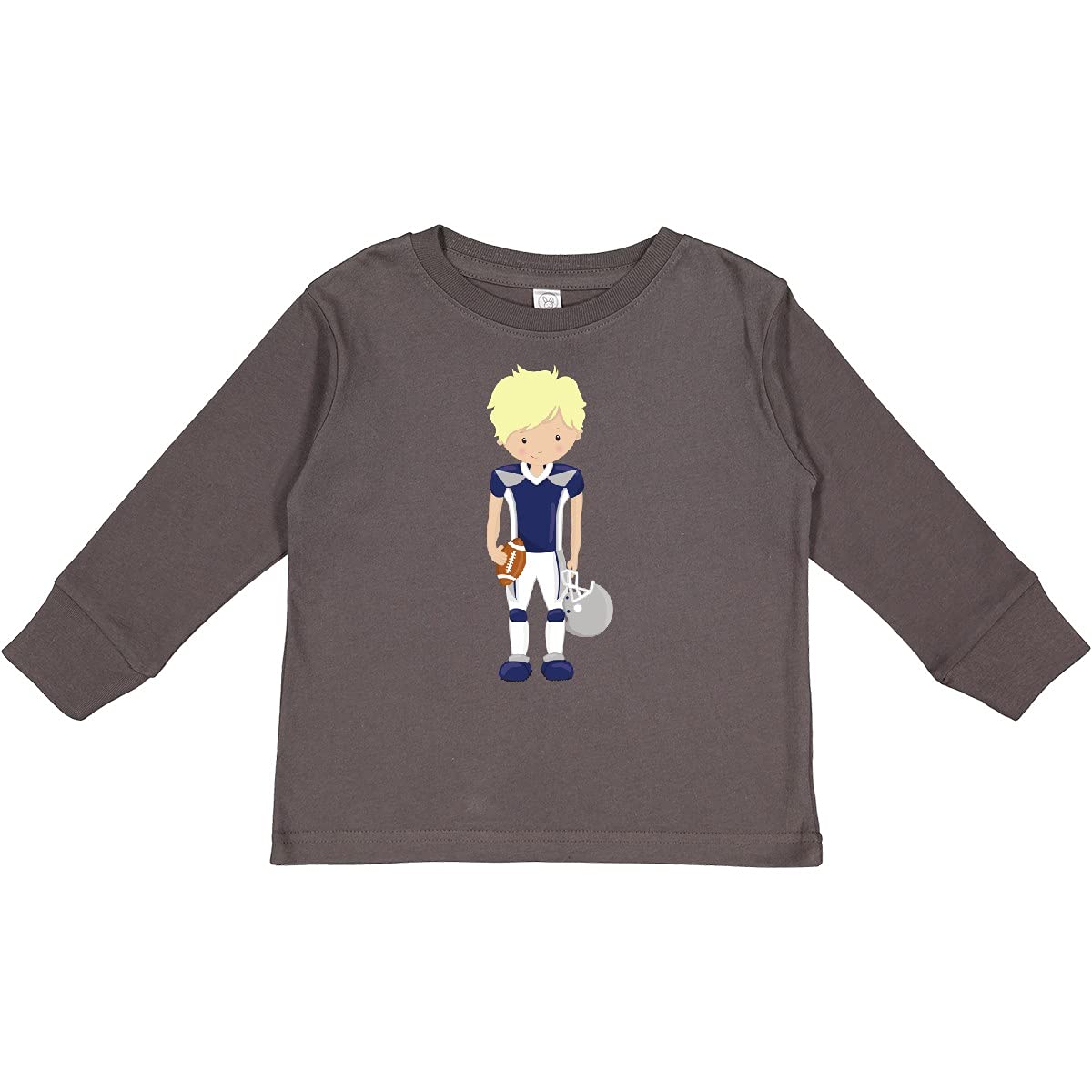 Inktastic Cute Blonde Boy American Football Toddler Long Sleeve T-Shirt - Perfect for Game Day, Team Spirit & Casual Wear