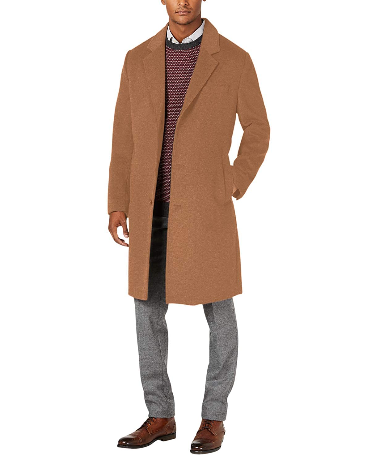 London Fog Men's Classic Fit Wool Blend Overcoat - Warm Winter Top Coat for Business & Formal Occasions (Regular & Big-Tall Sizes Available)