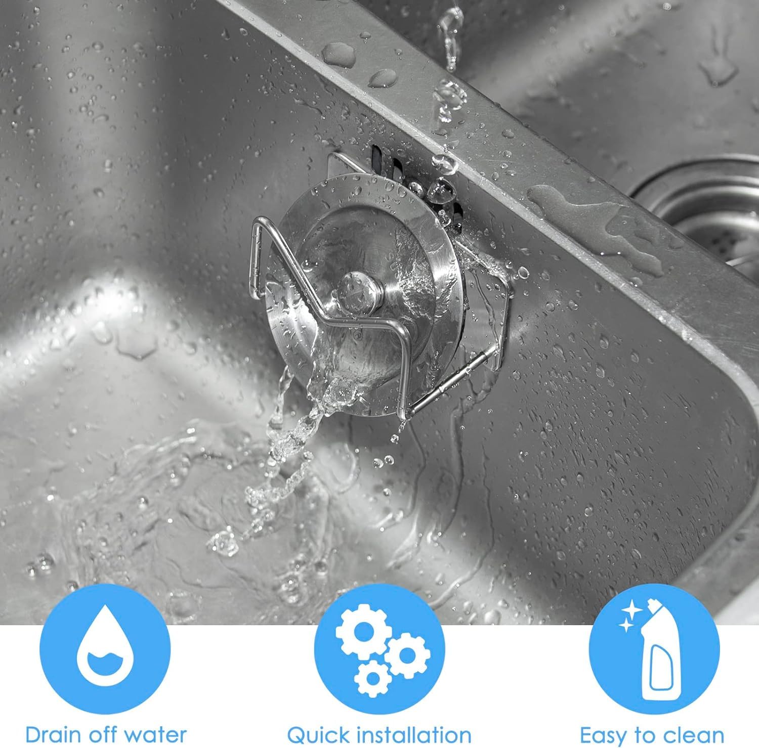 2 Pack NEOUTH Stainless Steel Sponge Holder for Kitchen Sink - SUS304 Sink Caddy Organizer with Self-Adhesive, No Drilling Required - Silver Kitchen Accessories for Sponge & Scrubber Storage (Perfect for Small Kitchens & RVs)