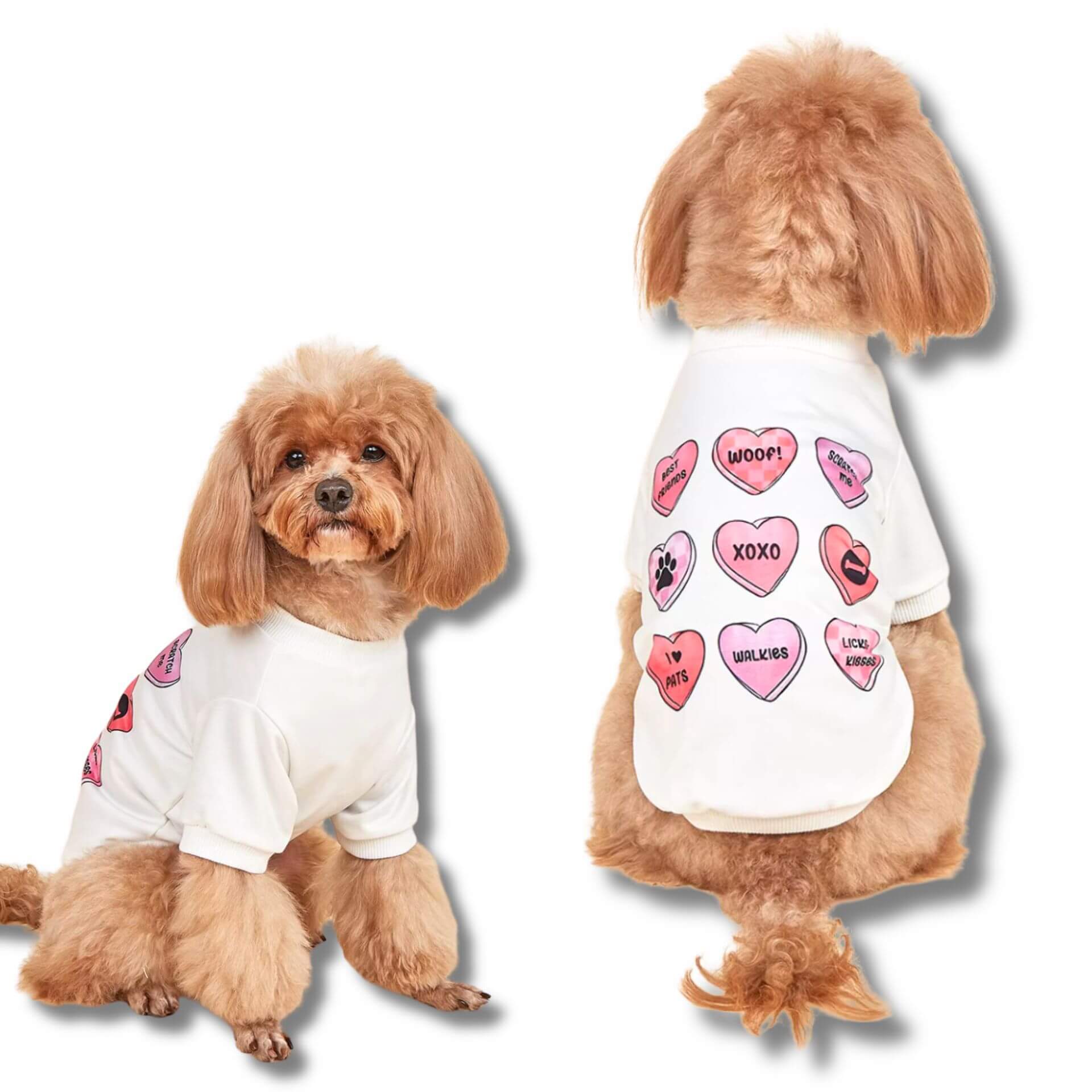 Valentine's Day Heart Print Dog T-Shirt for Small Dogs - Cute Pet Apparel for Valentine's Gifts & Photo Shoots