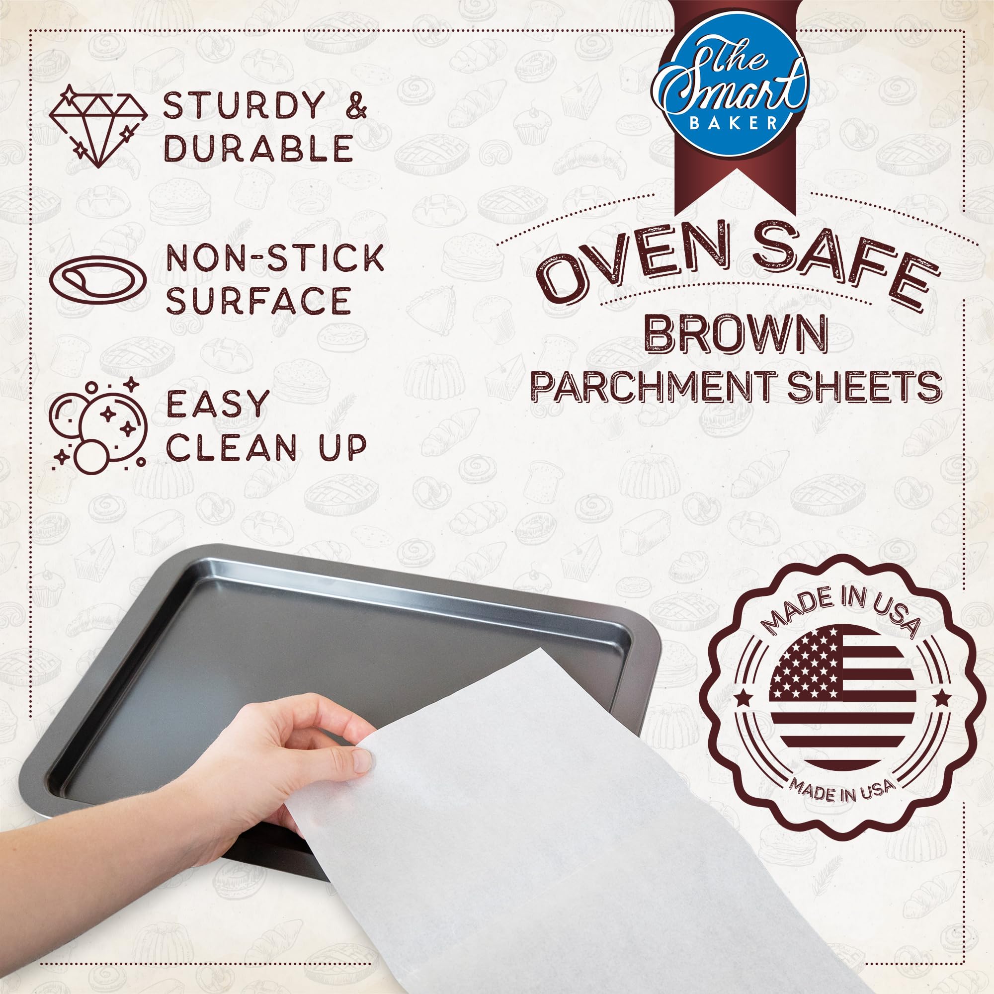 Premium Non-Stick Parchment Paper Sheets for Baking - 24 Pre-Cut 9x13 Inch Oven Safe Baking Sheets | Greaseproof & Bakery Quality for Perfect Cookies, Cakes & Pastries | Ideal for Home Bakers, Holiday Baking & Meal Prep