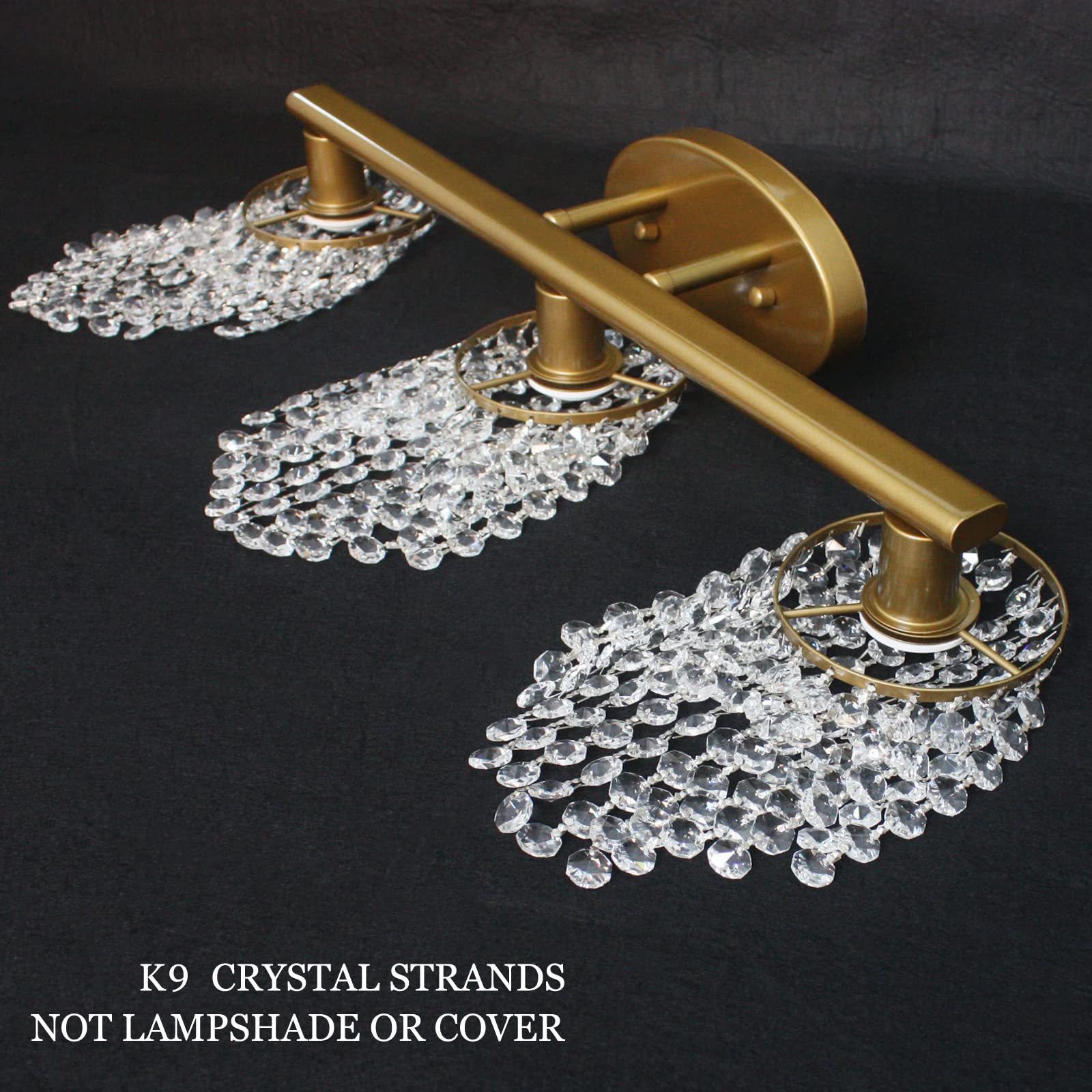 Gold Bathroom Light Fixtures - Crystal 3-Light Vanity Light for Modern Bathrooms | Elegant Mirror Lighting for Bathroom Decor | Perfect for Master Bath, Powder Room & Spa Style Settings