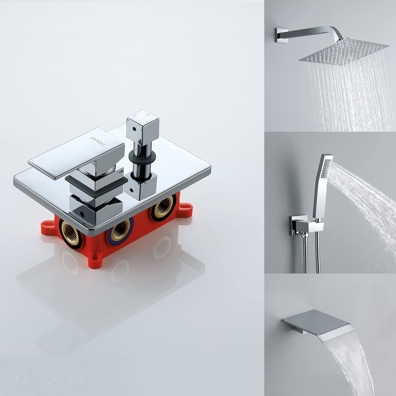 Polished Chrome 10-Inch Rain Shower Faucet Set with Handheld Spray & Tub Spout - Complete Bathtub Shower System for Luxury Bathrooms | Perfect for Master Bath Renovation & Spa-Like Experience